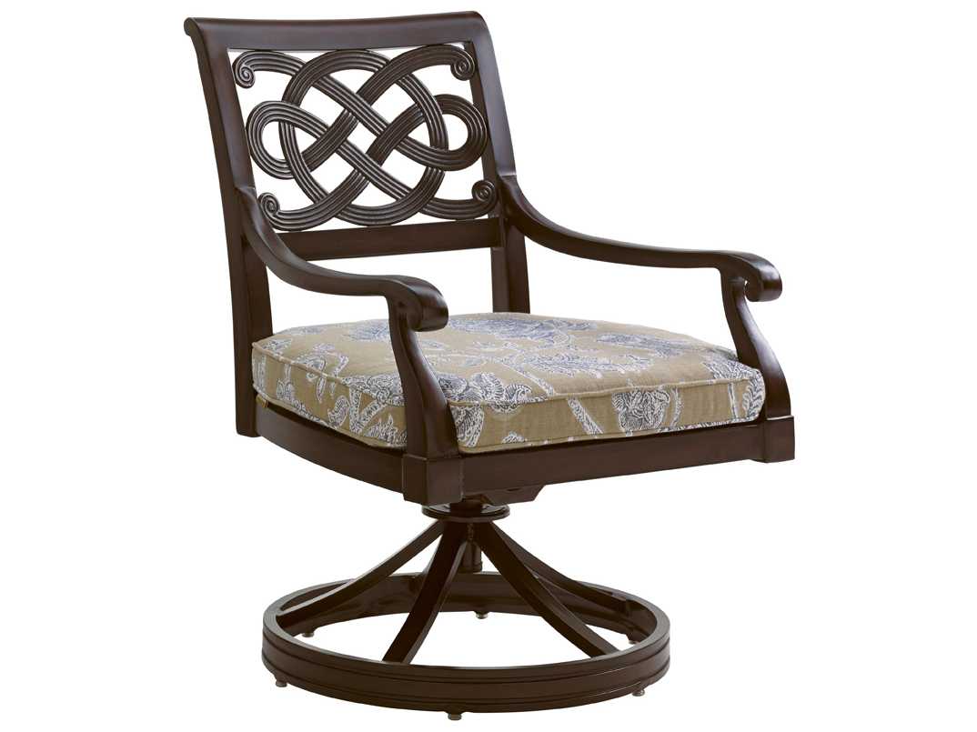 Tommy Bahama Outdoor Black Sands Cast Aluminum Cushion Swivel Rocker Dining Chair