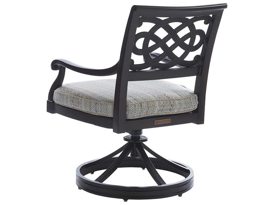 Tommy Bahama Outdoor Black Sands Cast Aluminum Cushion Swivel Rocker Dining Arm Chair