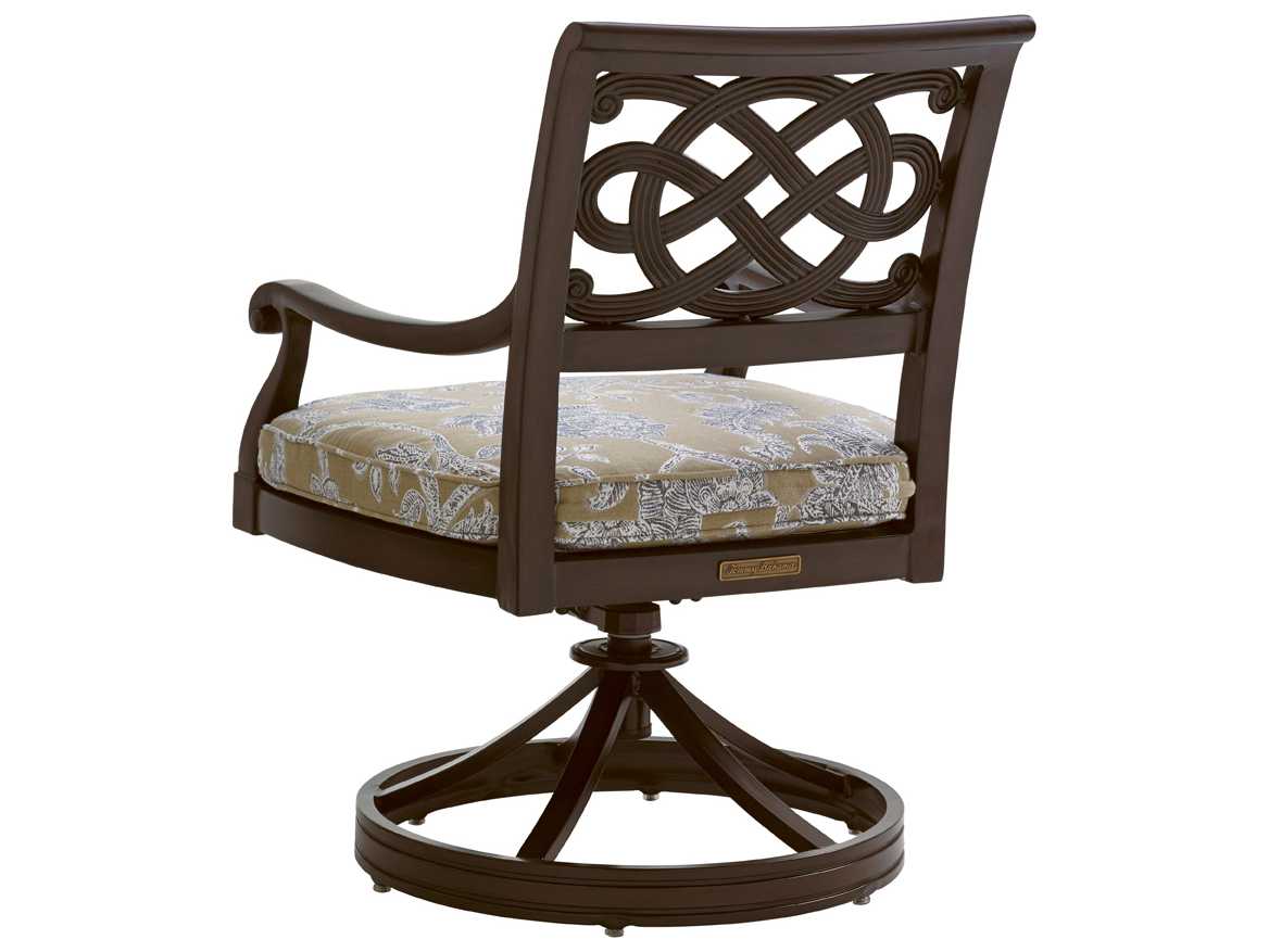 Tommy Bahama Outdoor Black Sands Cast Aluminum Cushion Swivel Rocker Dining Chair