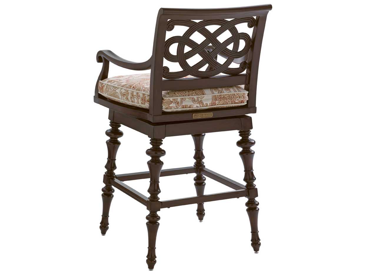 Tommy Bahama Outdoor Black Sands Cast Aluminum Cushion Swivel Bar Stool