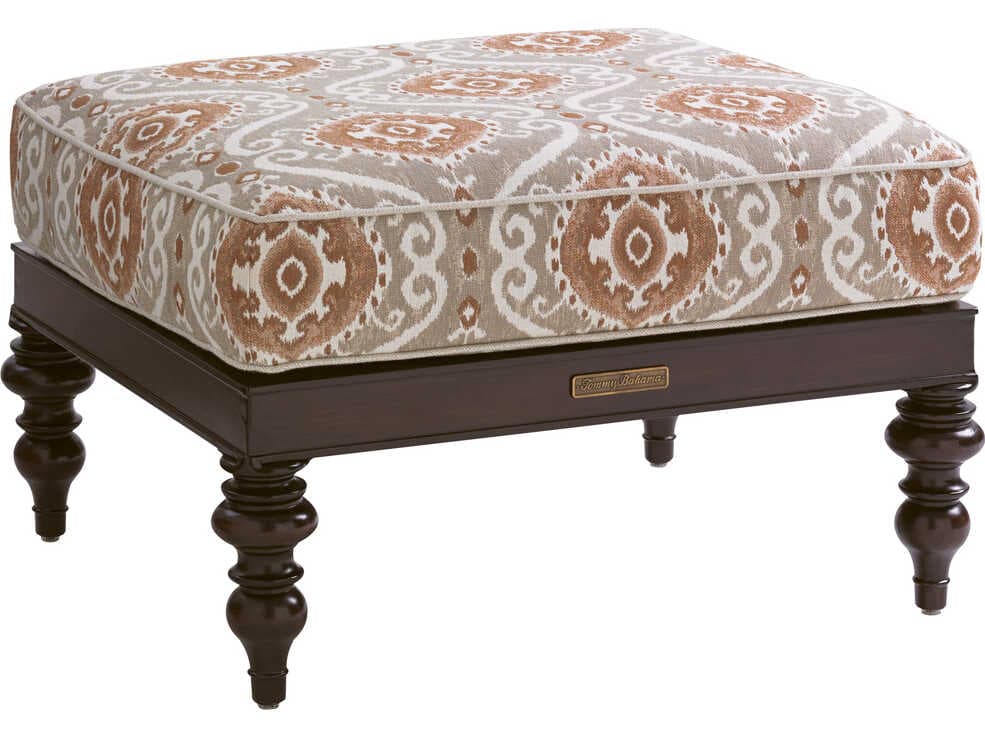 Tommy Bahama Outdoor Black Sands Cast Aluminum Cushion Ottoman in Fabric 7658-51