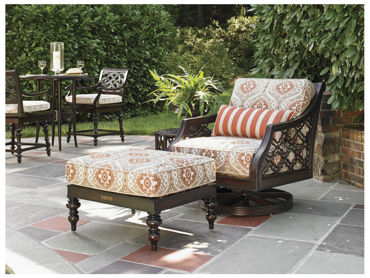 Tommy Bahama Outdoor Black Sands Cast Aluminum Cushion Ottoman in Fabric 7658-51