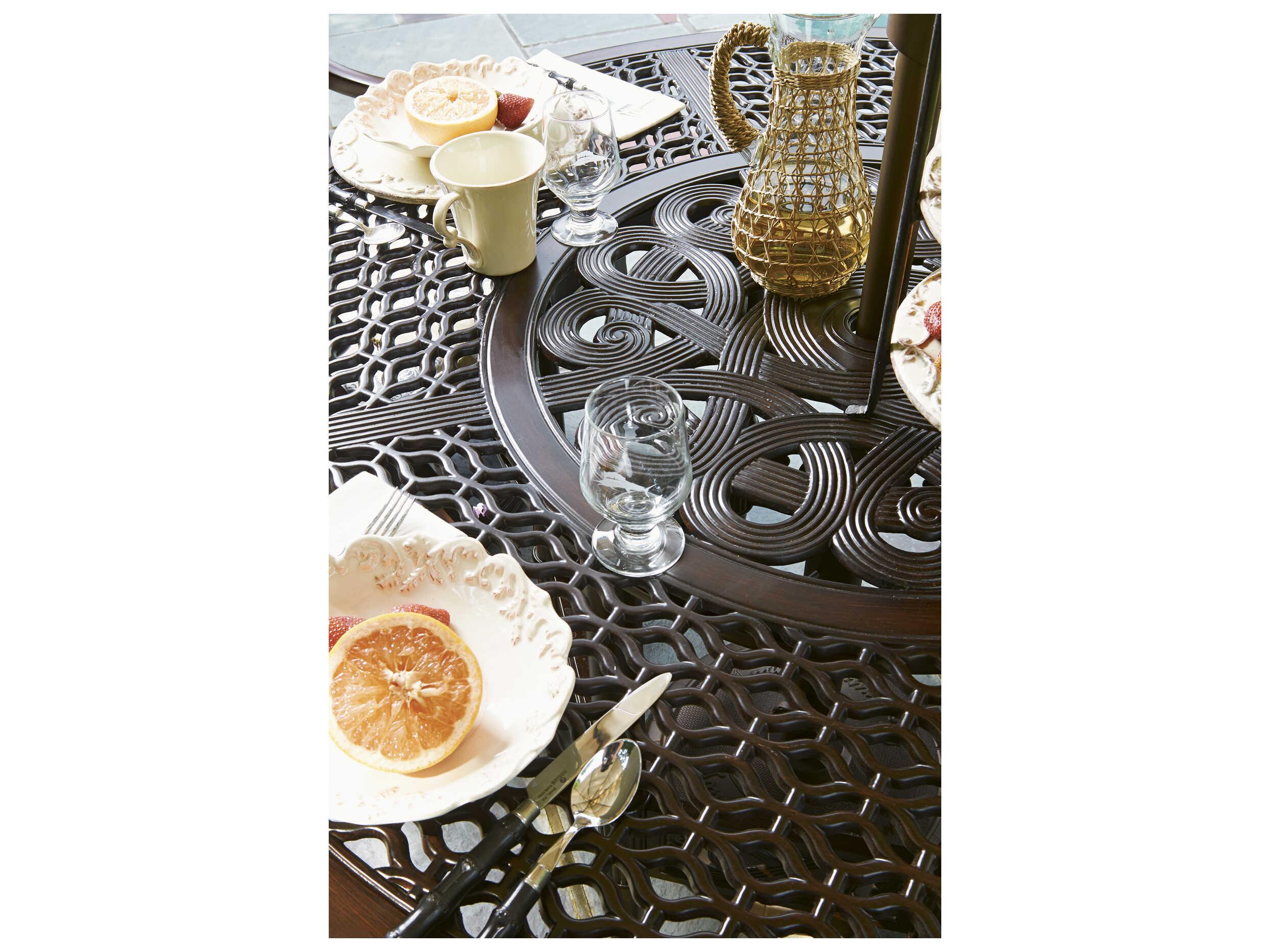 Tommy Bahama Outdoor Black Sands Cast Aluminum Round Dining Table