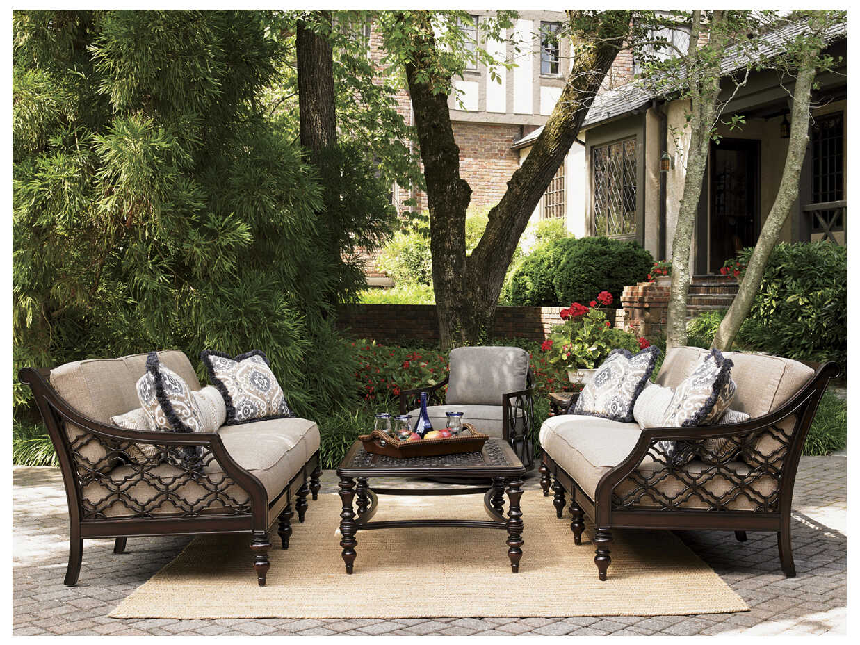 Tommy Bahama Outdoor Black Sands Cast Aluminum Rectangular Cocktail Table