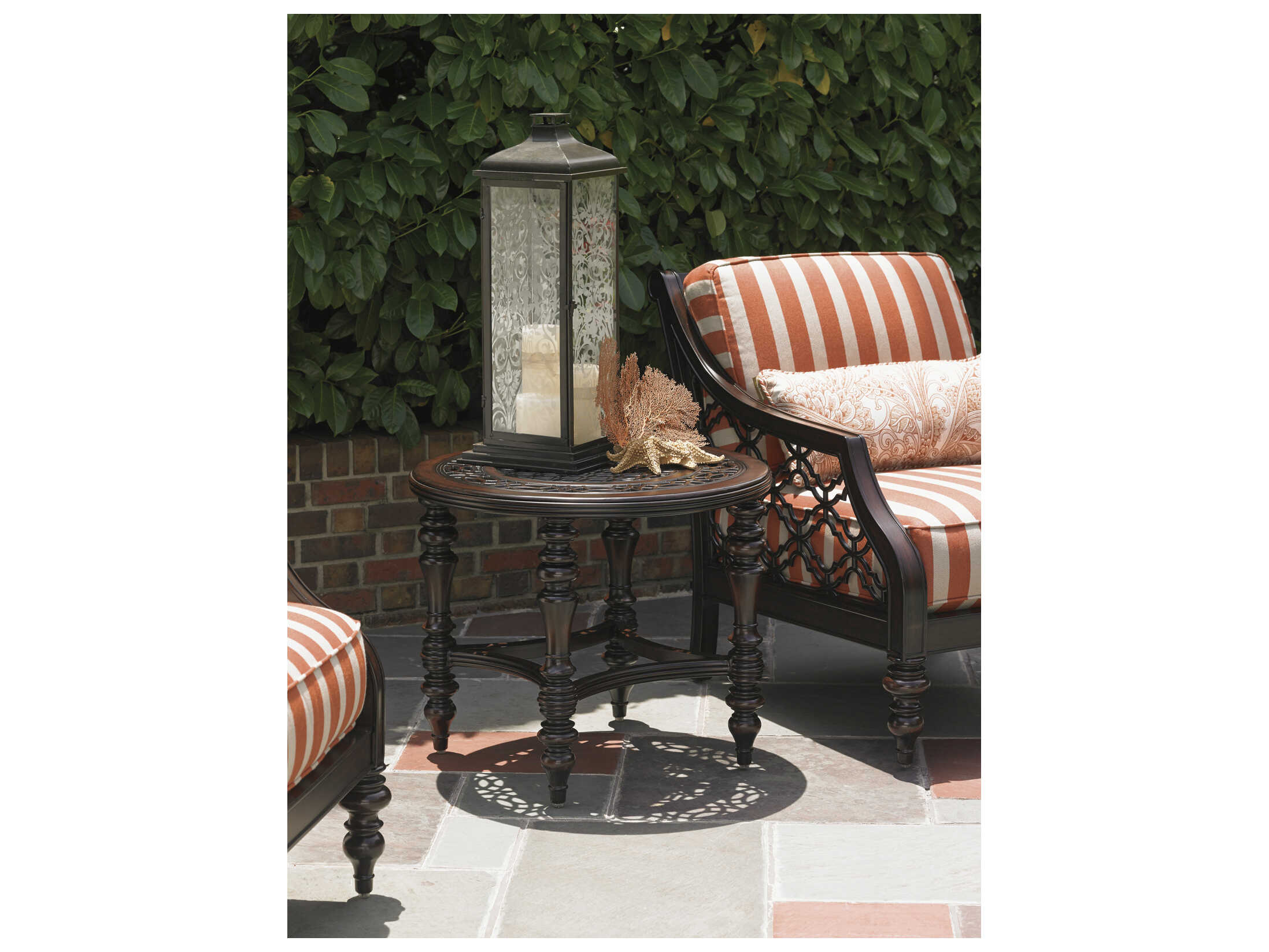 Tommy Bahama Outdoor Black Sands Cast Aluminum Round End Table