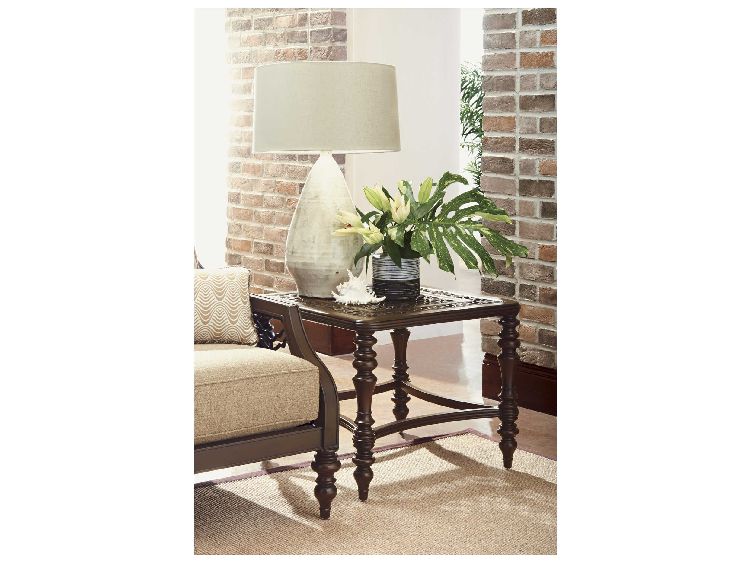 Tommy Bahama Outdoor Black Sands Cast Aluminum Square End Table