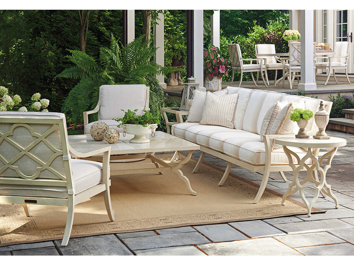 Tommy Bahama Outdoor Misty Garden Cast Aluminum Square Porcelain Top Coffee Table