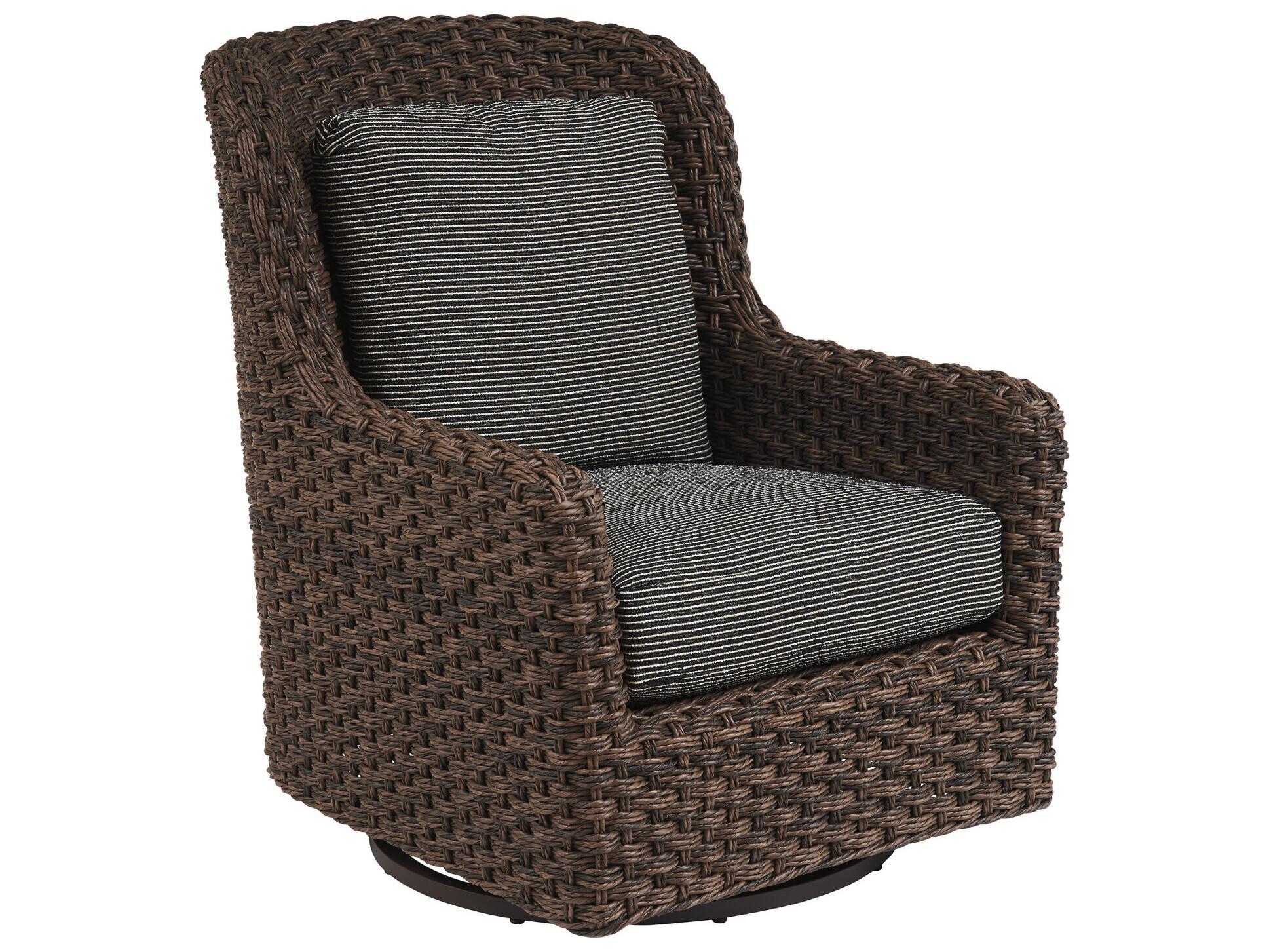 Tommy Bahama Outdoor Kilimanjaro Wicker Rich Tobacco Swivel Glider Lounge Chair