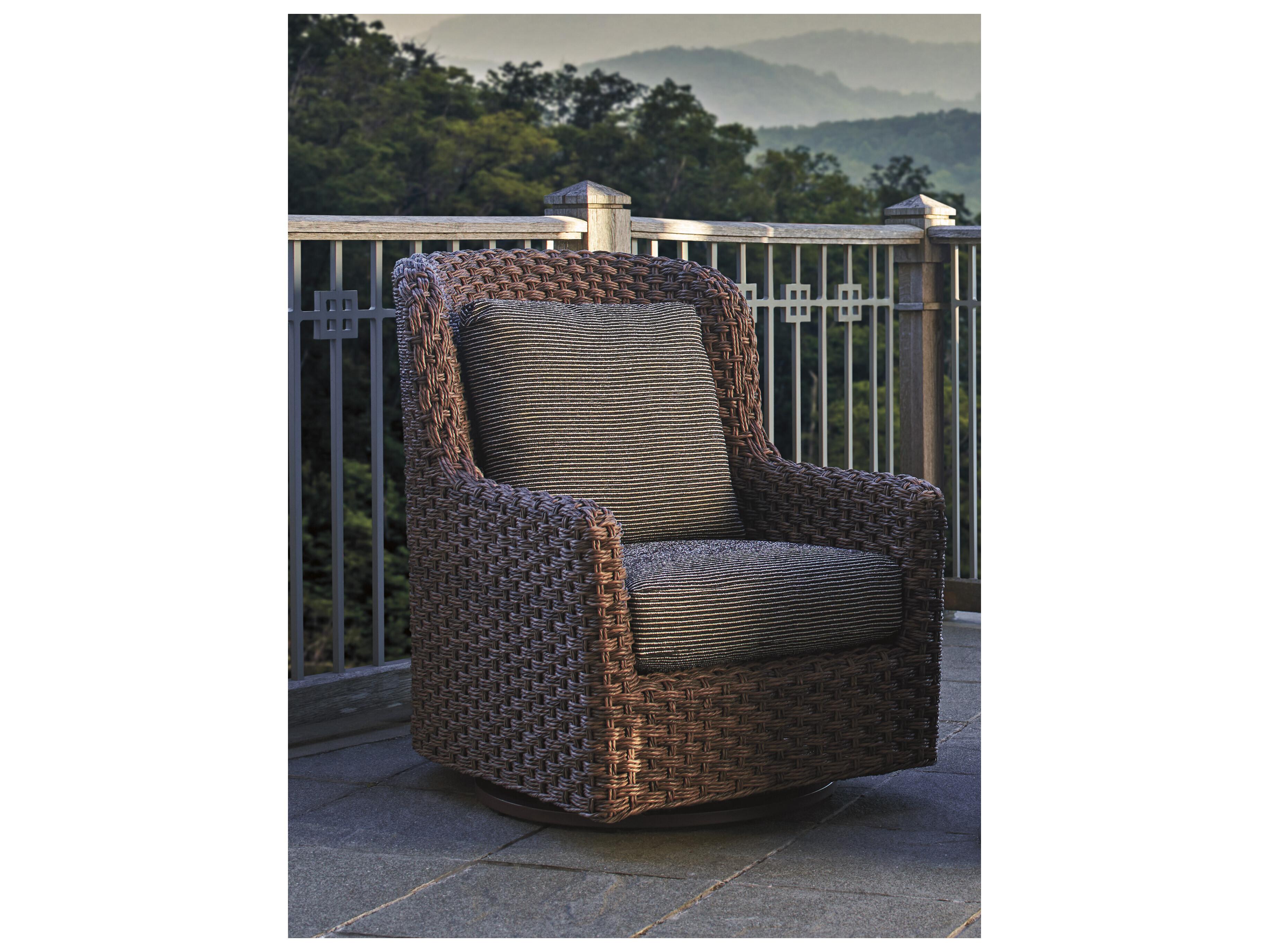 Tommy Bahama Outdoor Kilimanjaro Wicker Rich Tobacco Swivel Glider Lounge Chair