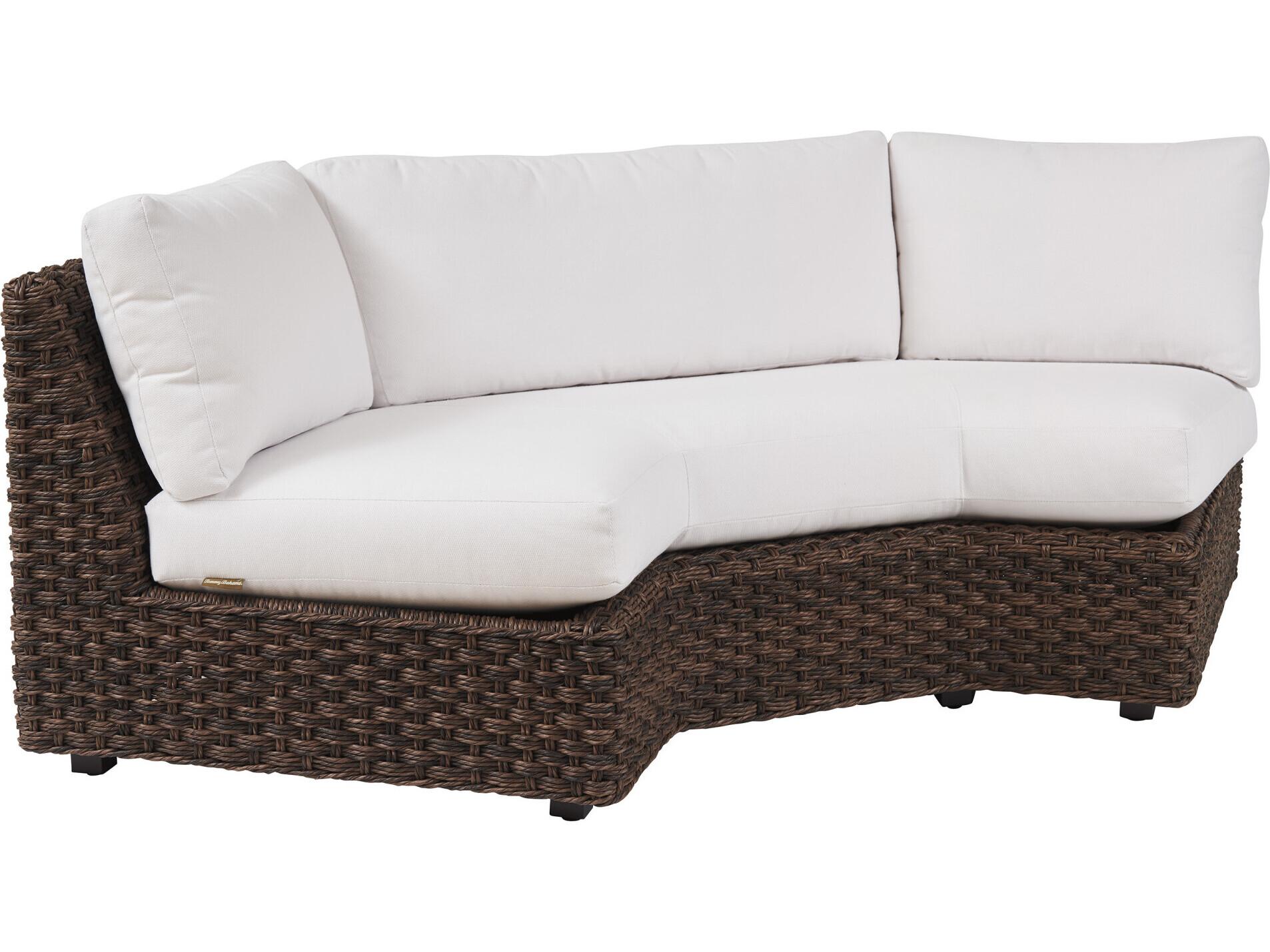 Tommy Bahama Outdoor Kilimanjaro Wicker Rich Tobacco Corner Wedge Lounge Chair