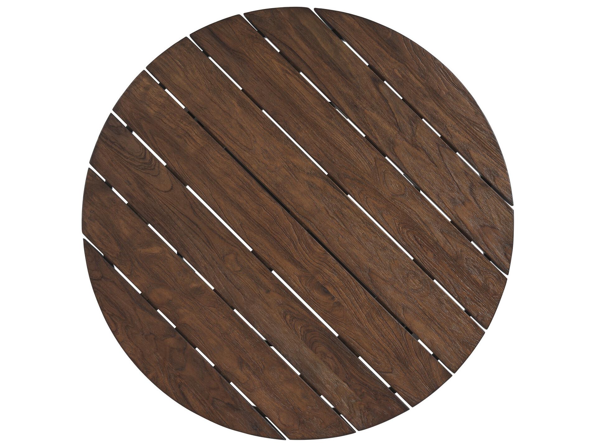 Tommy Bahama Outdoor Kilimanjaro Aluminum Deep Espresso Round Teak Top Coffee Table