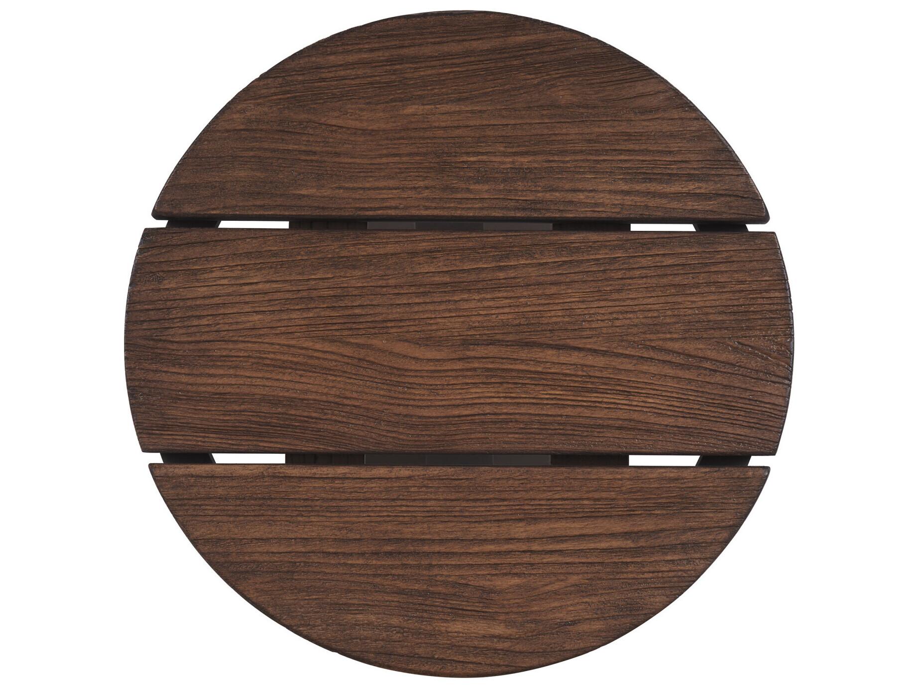 Tommy Bahama Outdoor Kilimanjaro Aluminum Deep Espresso Round Teak Top Accent Table