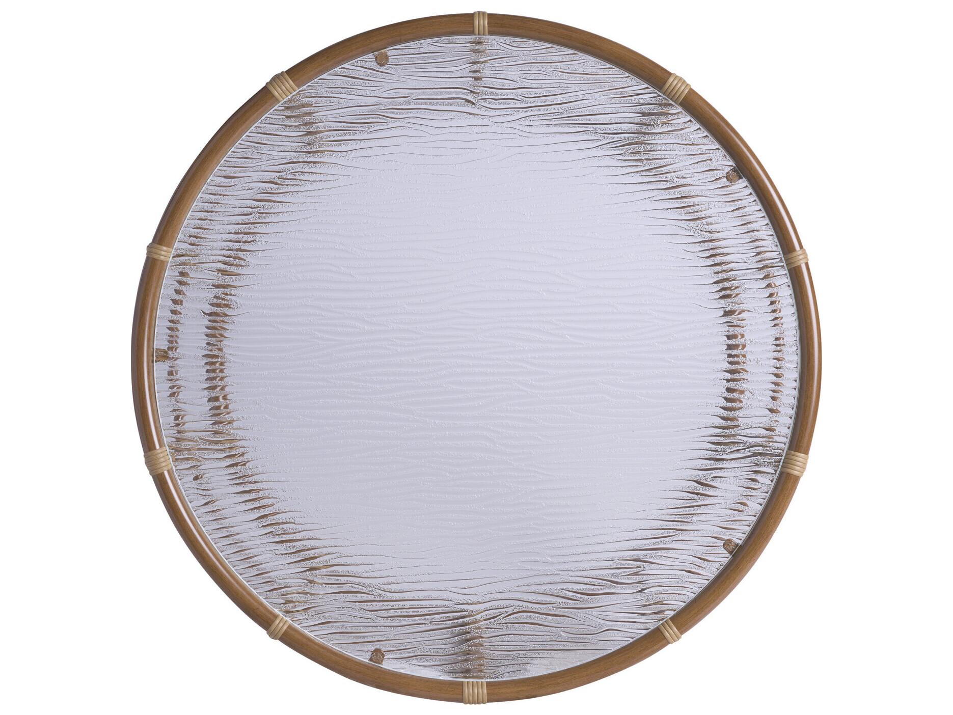 Tommy Bahama Outdoor Sandpiper Bay Aluminum Wicker Round Glass Top Coffee Table