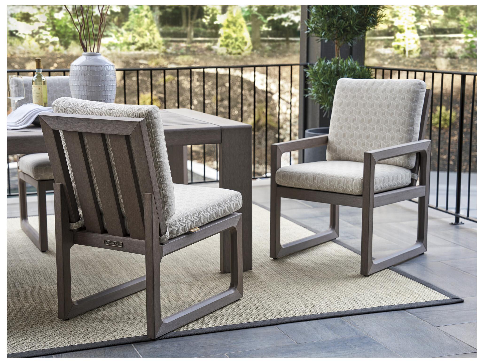 Tommy Bahama Outdoor Mozambique Synthetic Teak Taupe Gray Dining Arm Chair