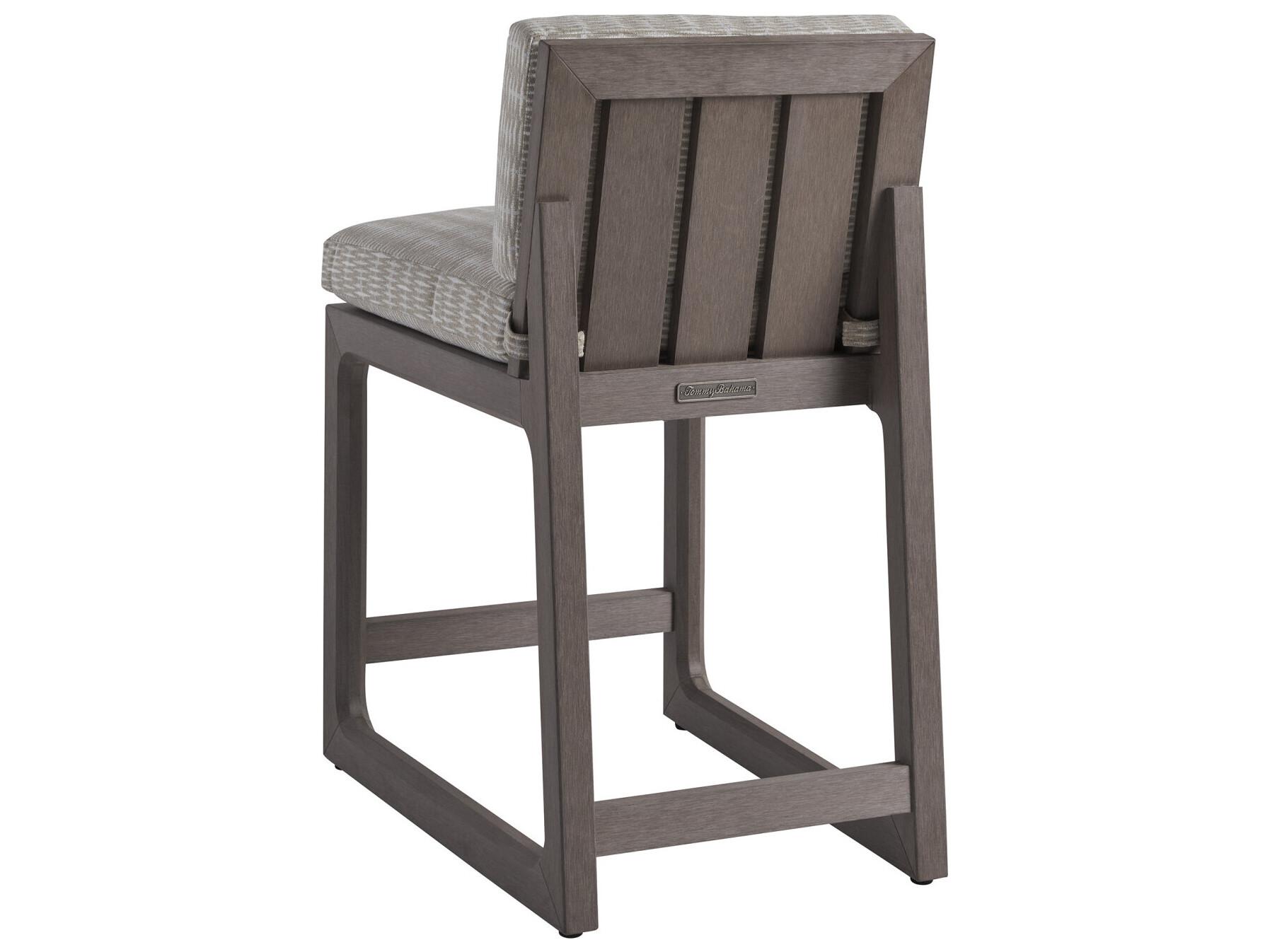 Tommy Bahama Outdoor Mozambique Synthetic Teak Taupe Gray Counter Stool