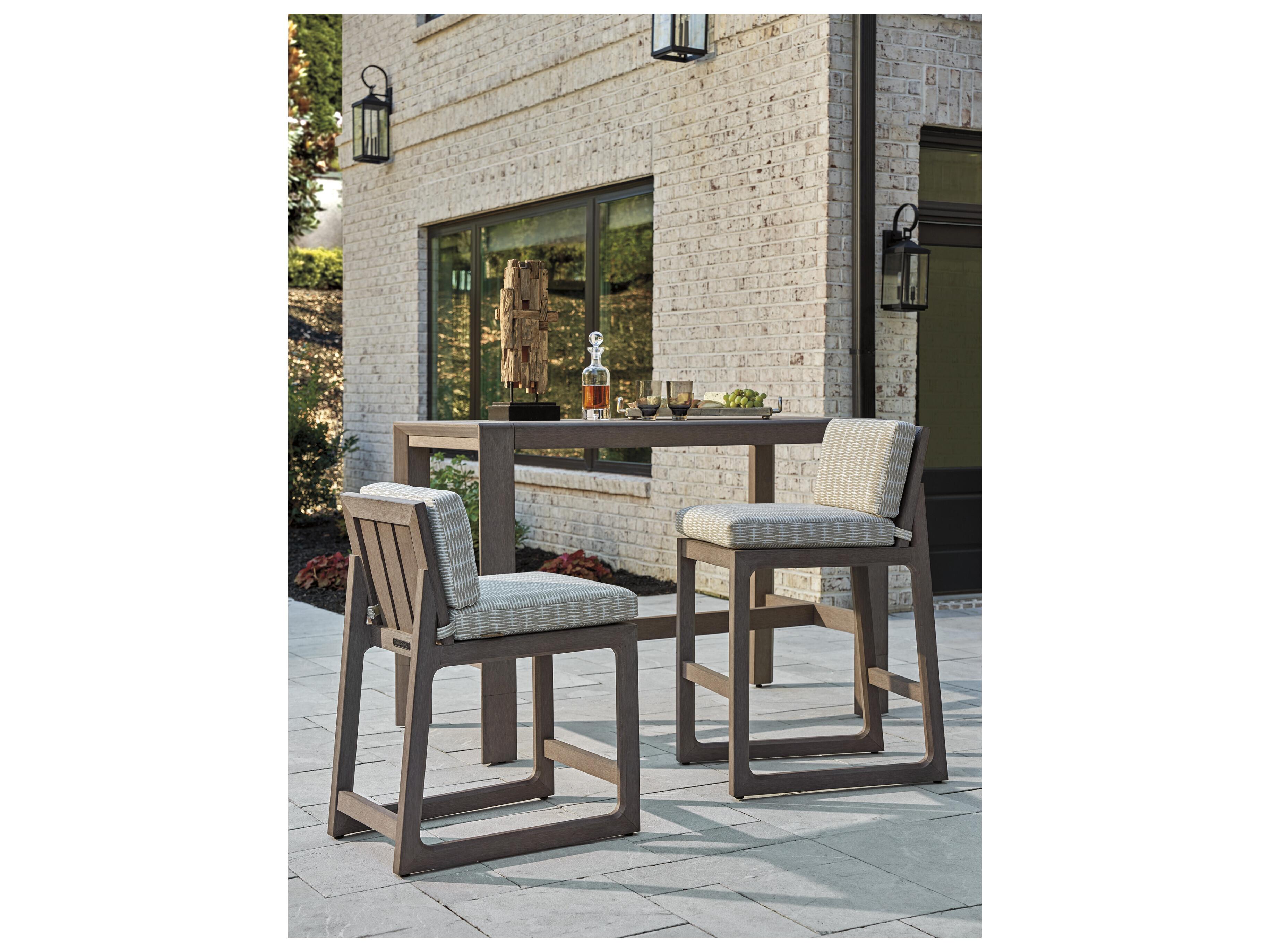 Tommy Bahama Outdoor Mozambique Synthetic Teak Taupe Gray Counter Stool