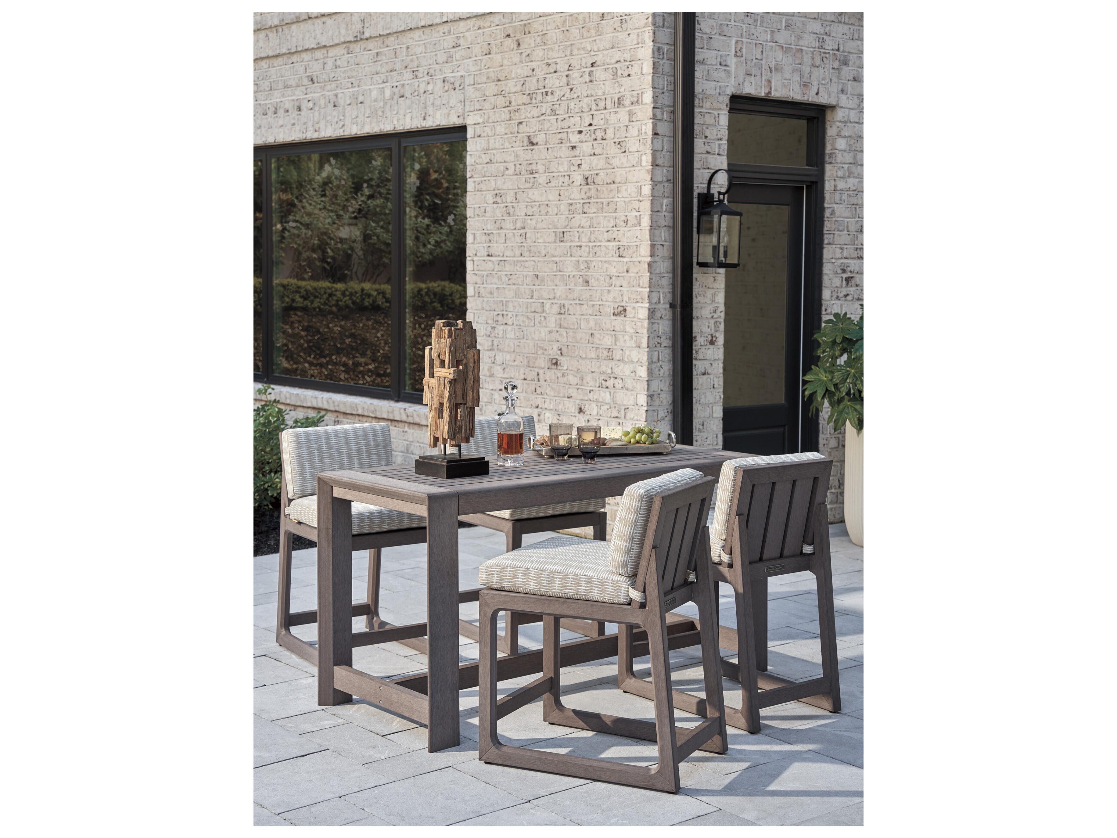 Tommy Bahama Outdoor Mozambique Synthetic Teak Taupe Rectangular Bistro Table