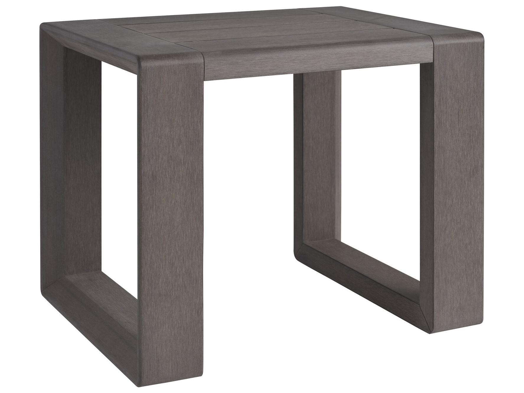Tommy Bahama Outdoor Mozambique Synthetic Teak Taupe Gray Rectangular End Table