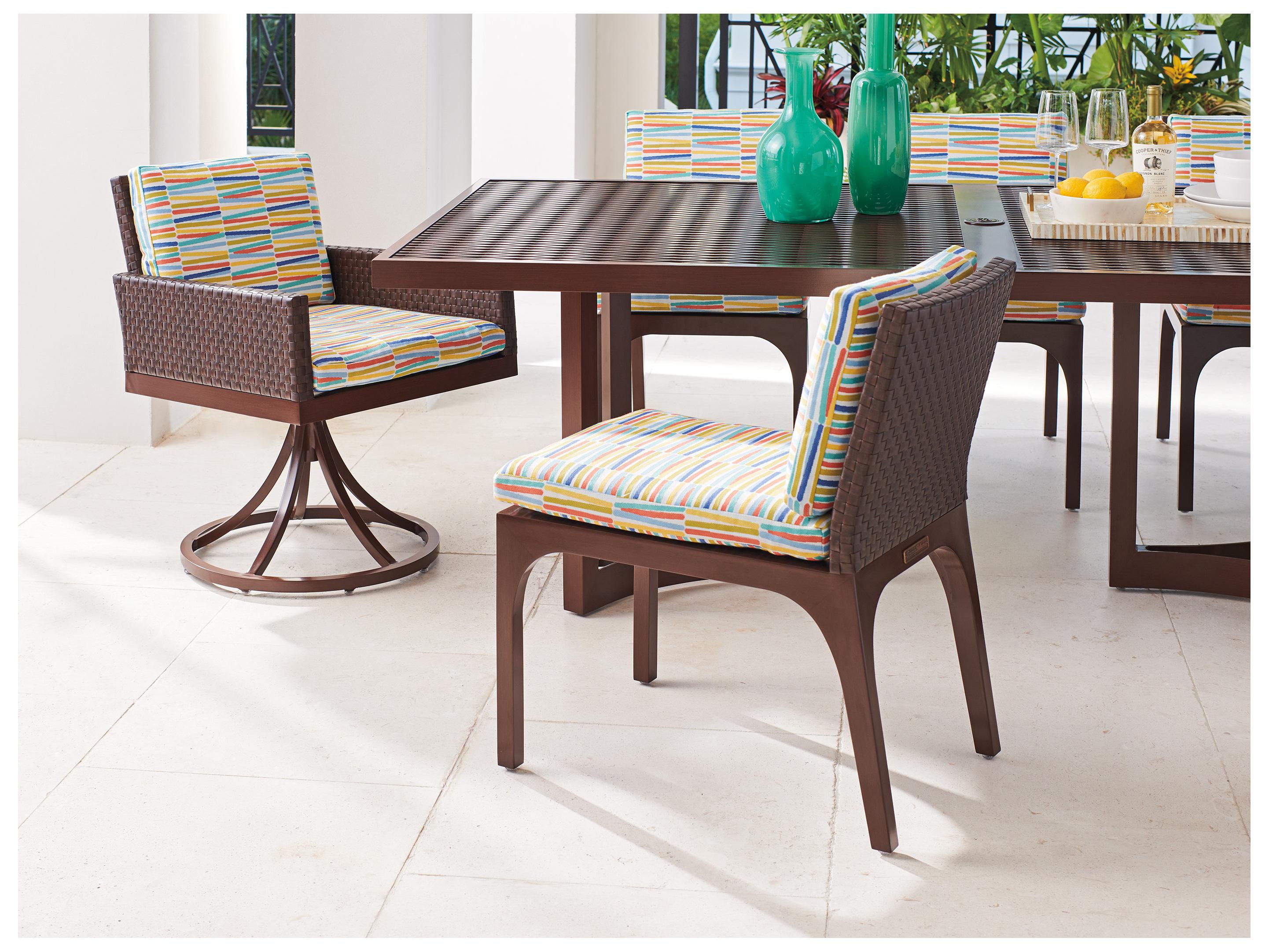 Tommy Bahama Outdoor Abaco Aluminum Wicker Swivel Rocker Dining Arm Chair