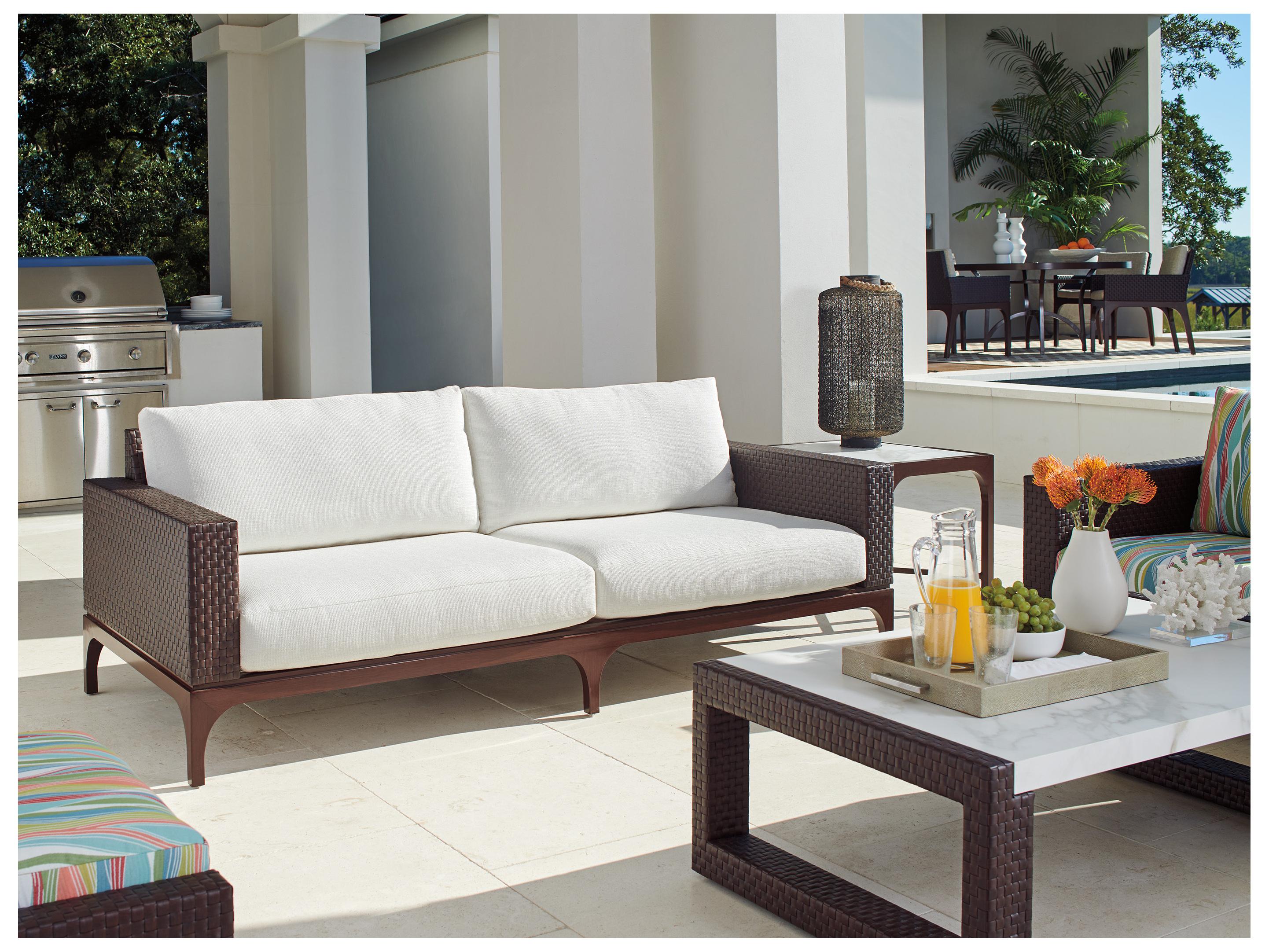 Tommy Bahama Outdoor Abaco English Walnut Wicker Sofa