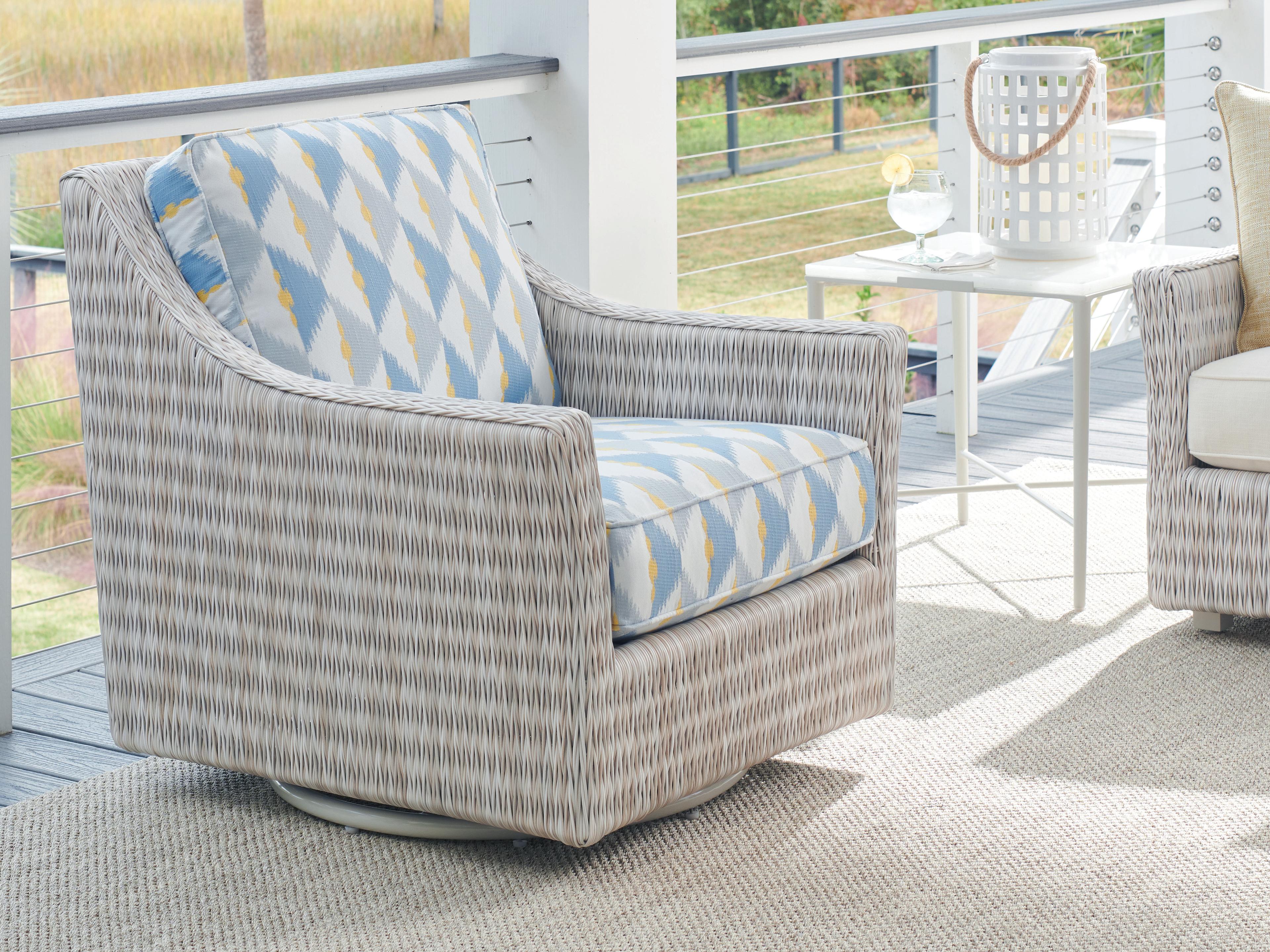 Tommy Bahama Outdoor Seabrook Aluminum Wicker Swivel Glider Lounge Chair