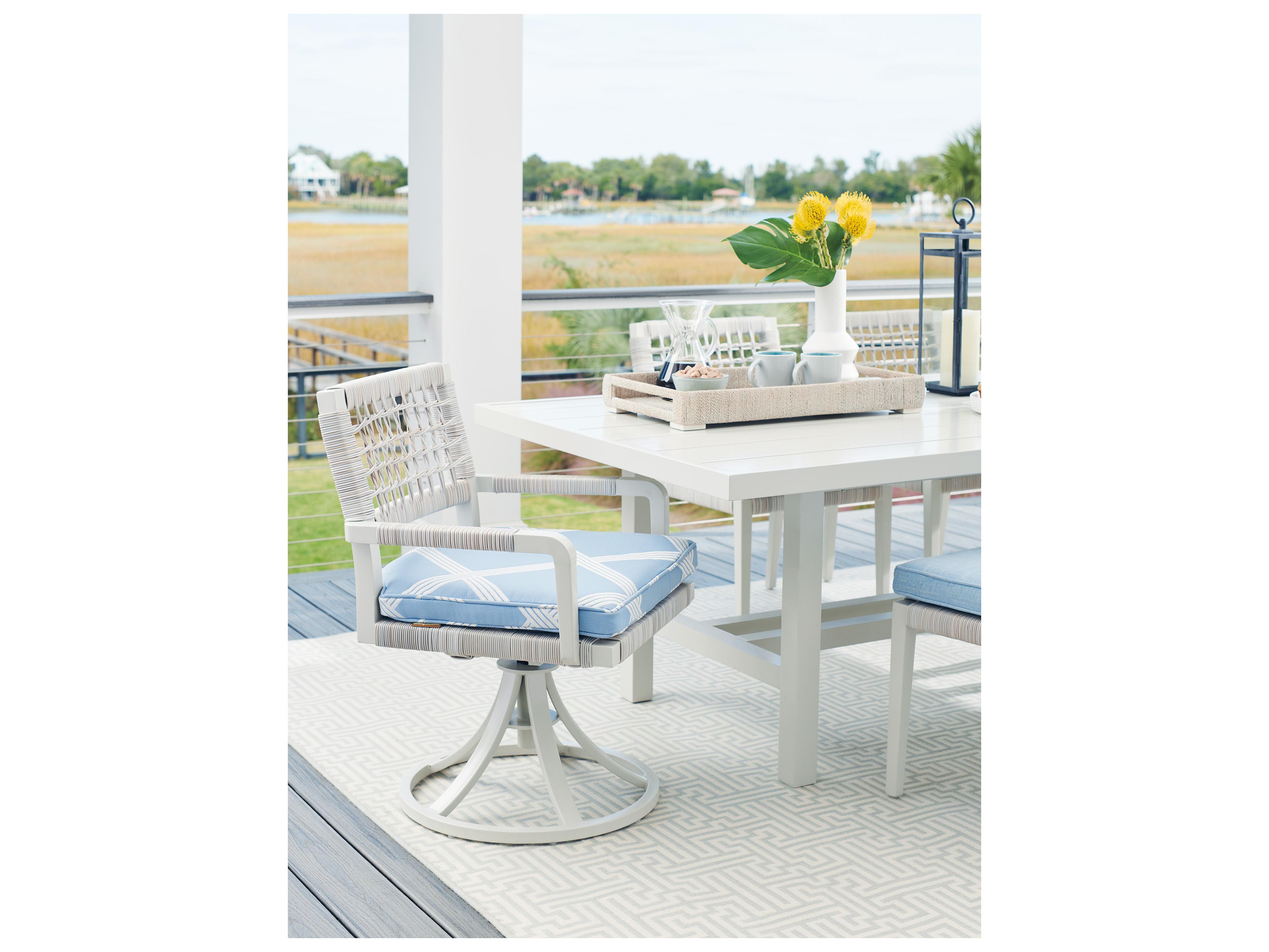 Tommy Bahama Outdoor Seabrook Aluminum Wicker Swivel Rocker Dining Arm Chair