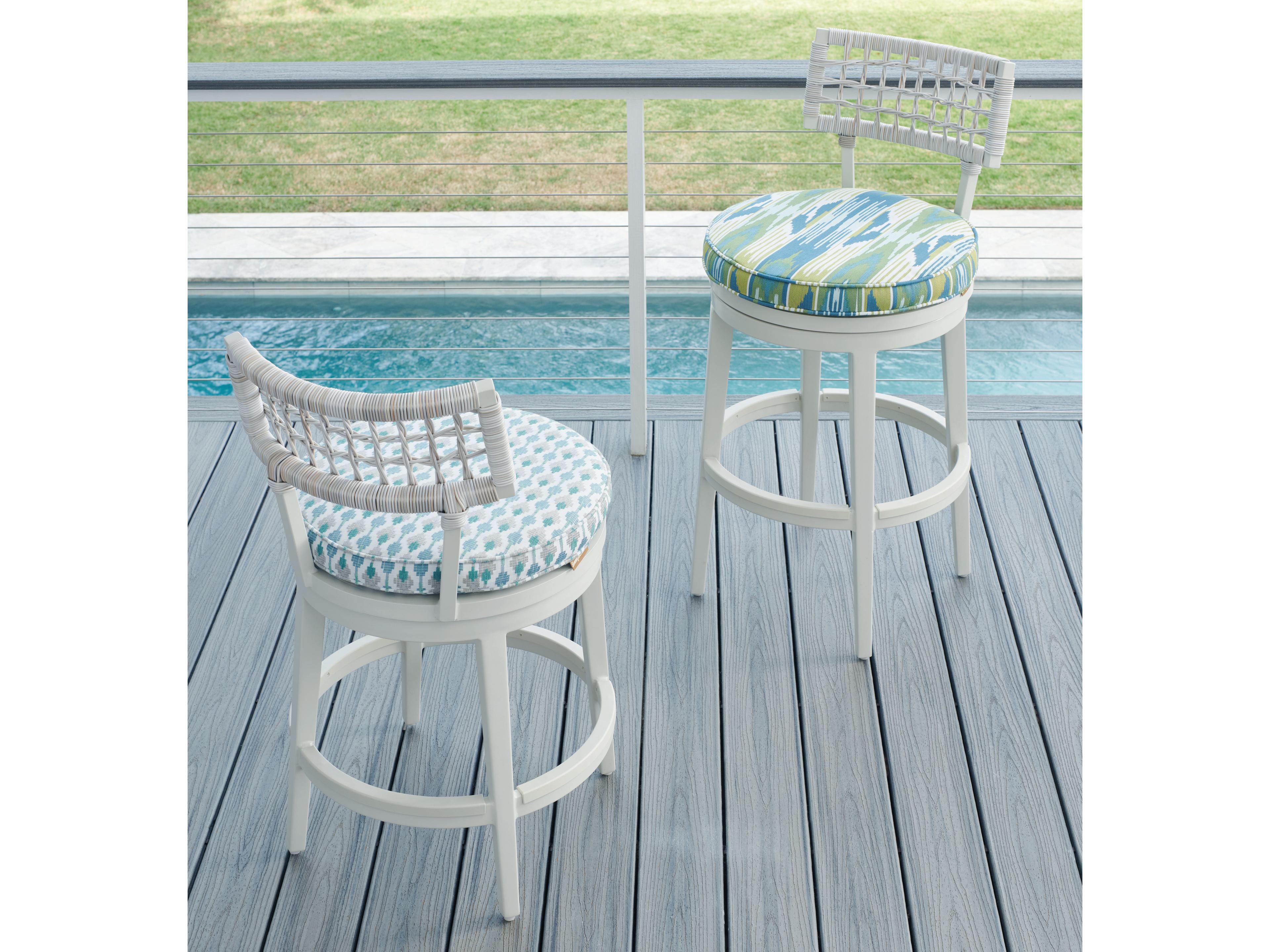 Tommy Bahama Outdoor Seabrook Aluminum Wicker Swivel Counter Side Stool