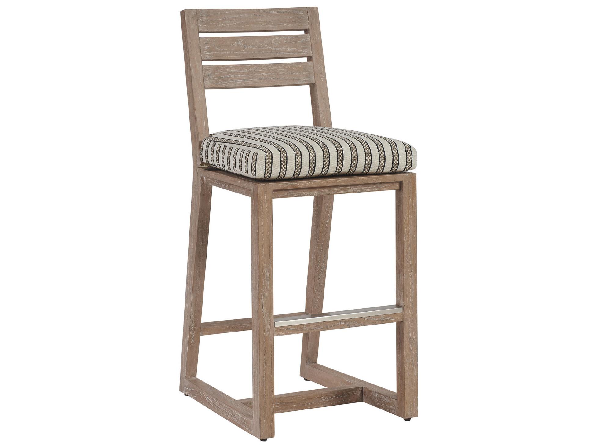 Tommy Bahama Outdoor Stillwater Cove Teak Light Taupe Bar Stool