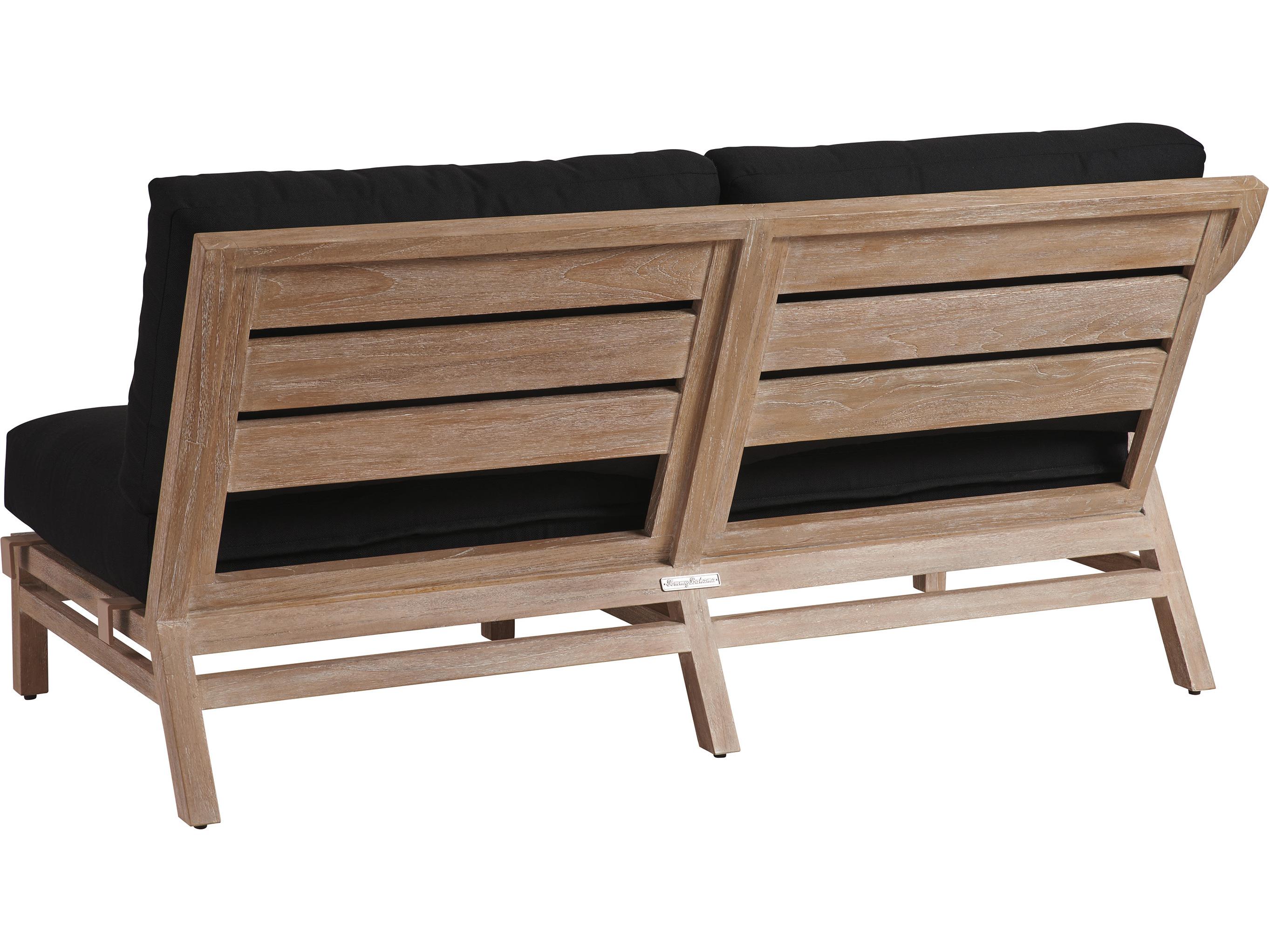 Tommy Bahama Outdoor Stillwater Cove Teak Light Taupe Corner Lounge Chair Left Arm Loveseat