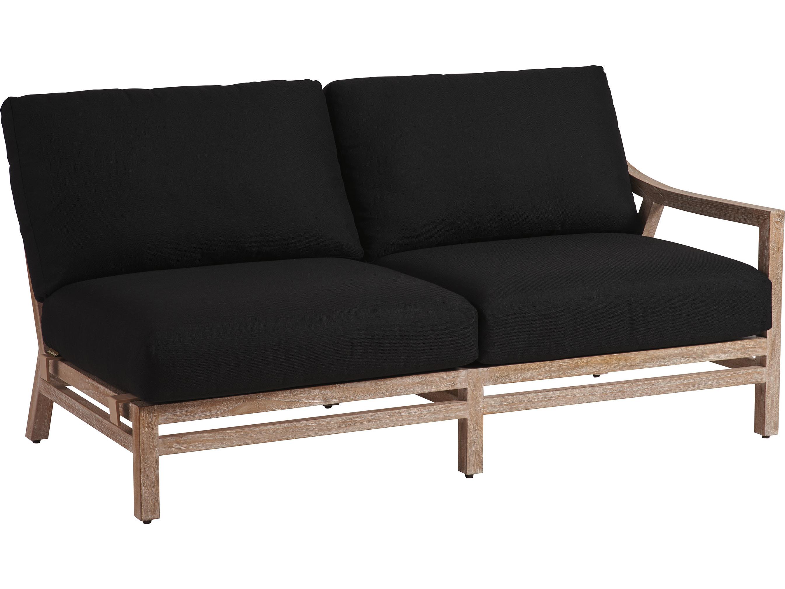 Tommy Bahama Outdoor Stillwater Cove Teak Light Taupe Corner Lounge Chair Right Arm Loveseat