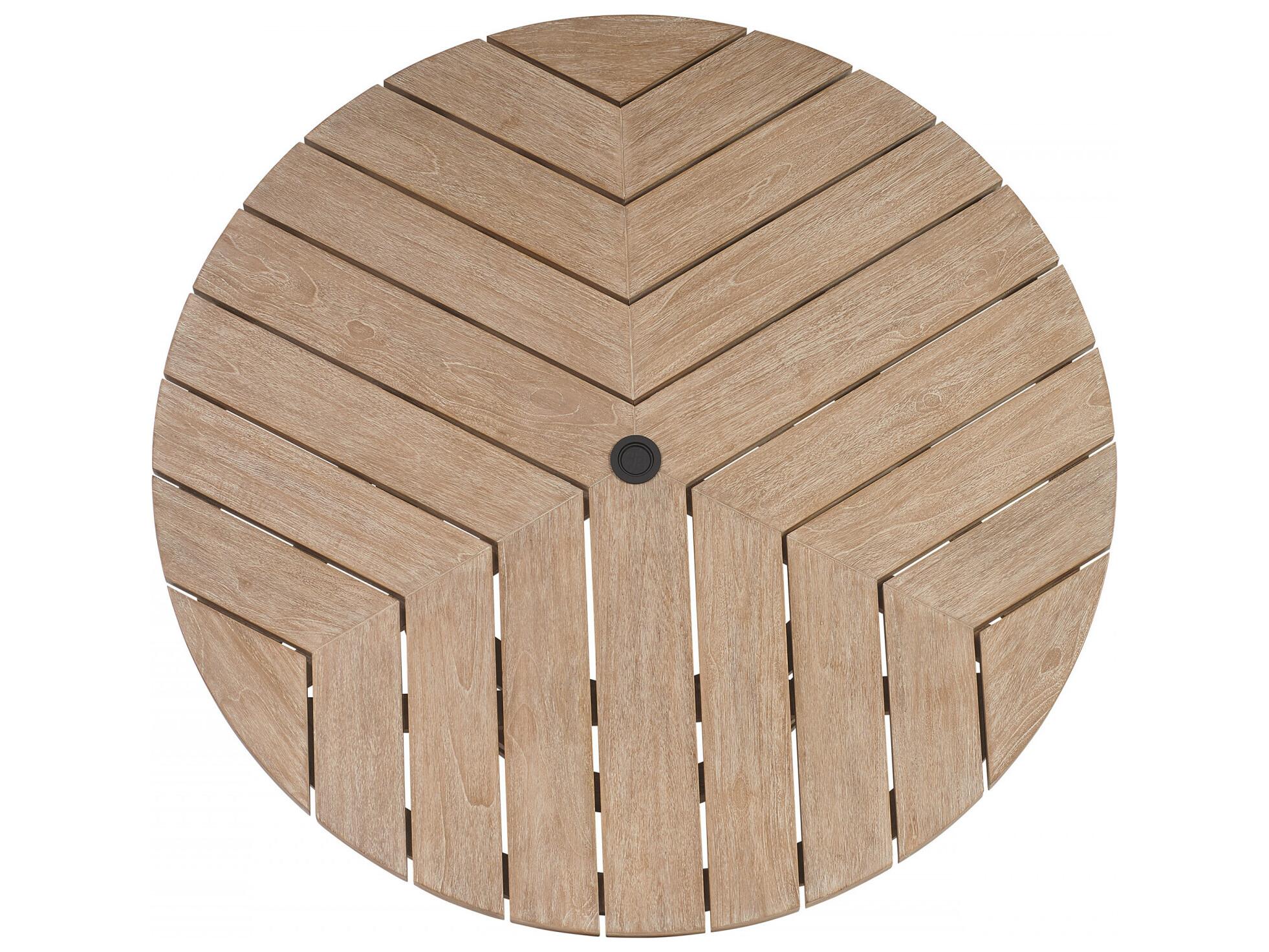 Tommy Bahama Outdoor Stillwater Cove Teak Light Taupe Round Dining Table Top with Umbrella Hole