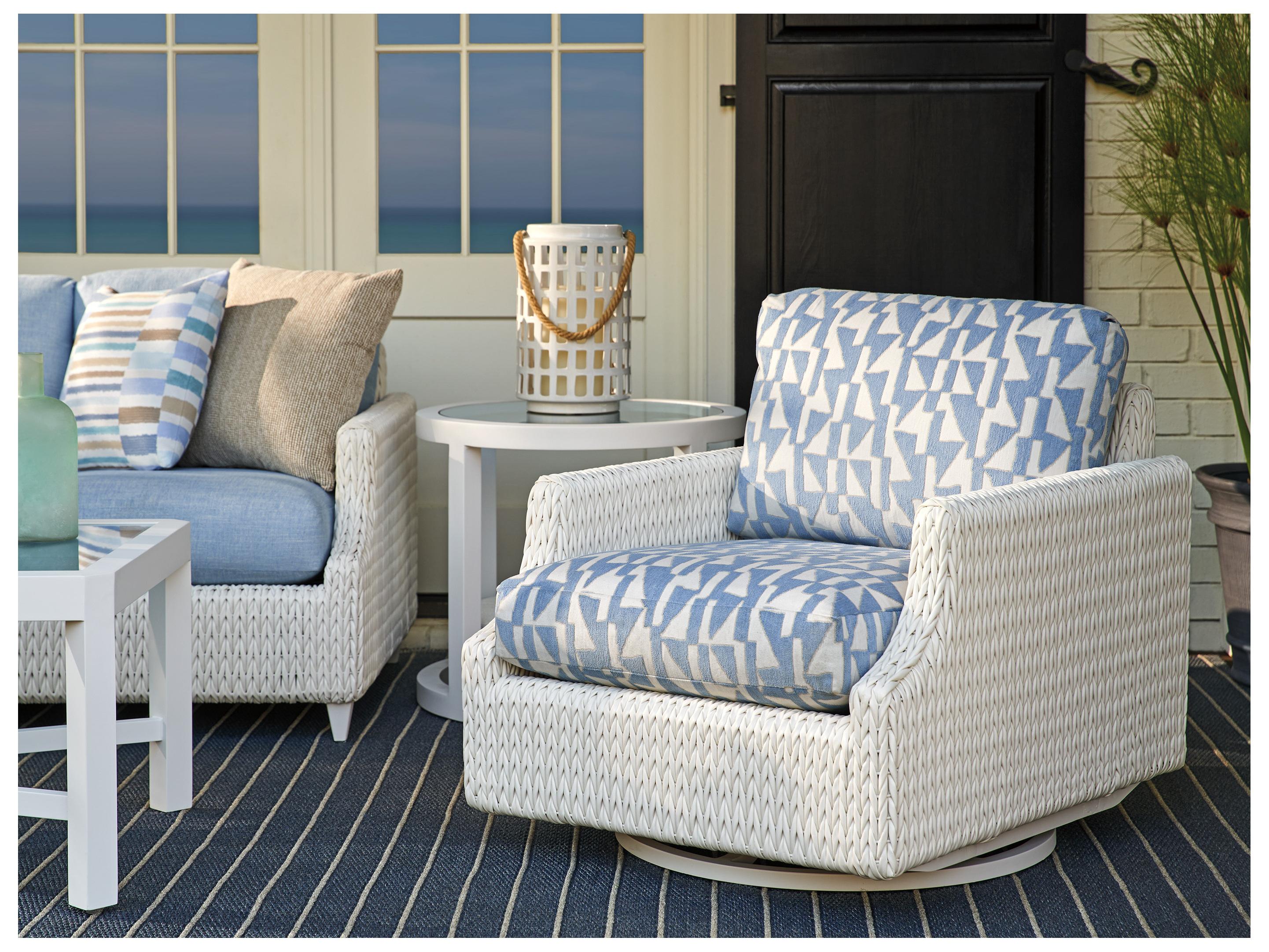Tommy Bahama Outdoor Ocean Breeze Promenade Aluminum Wicker Swivel Glider Lounge Chair