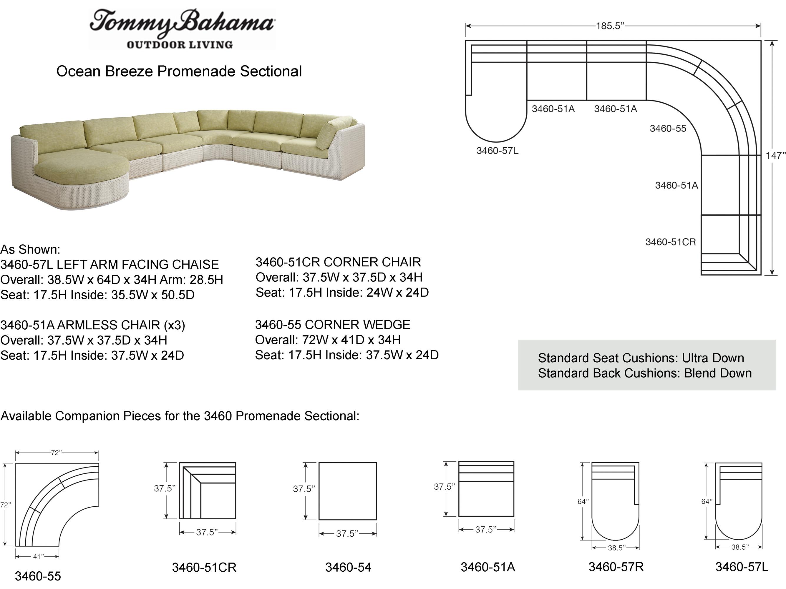 Tommy Bahama Outdoor Ocean Breeze Promenade Aluminum Wicker Sectional Lounge Set