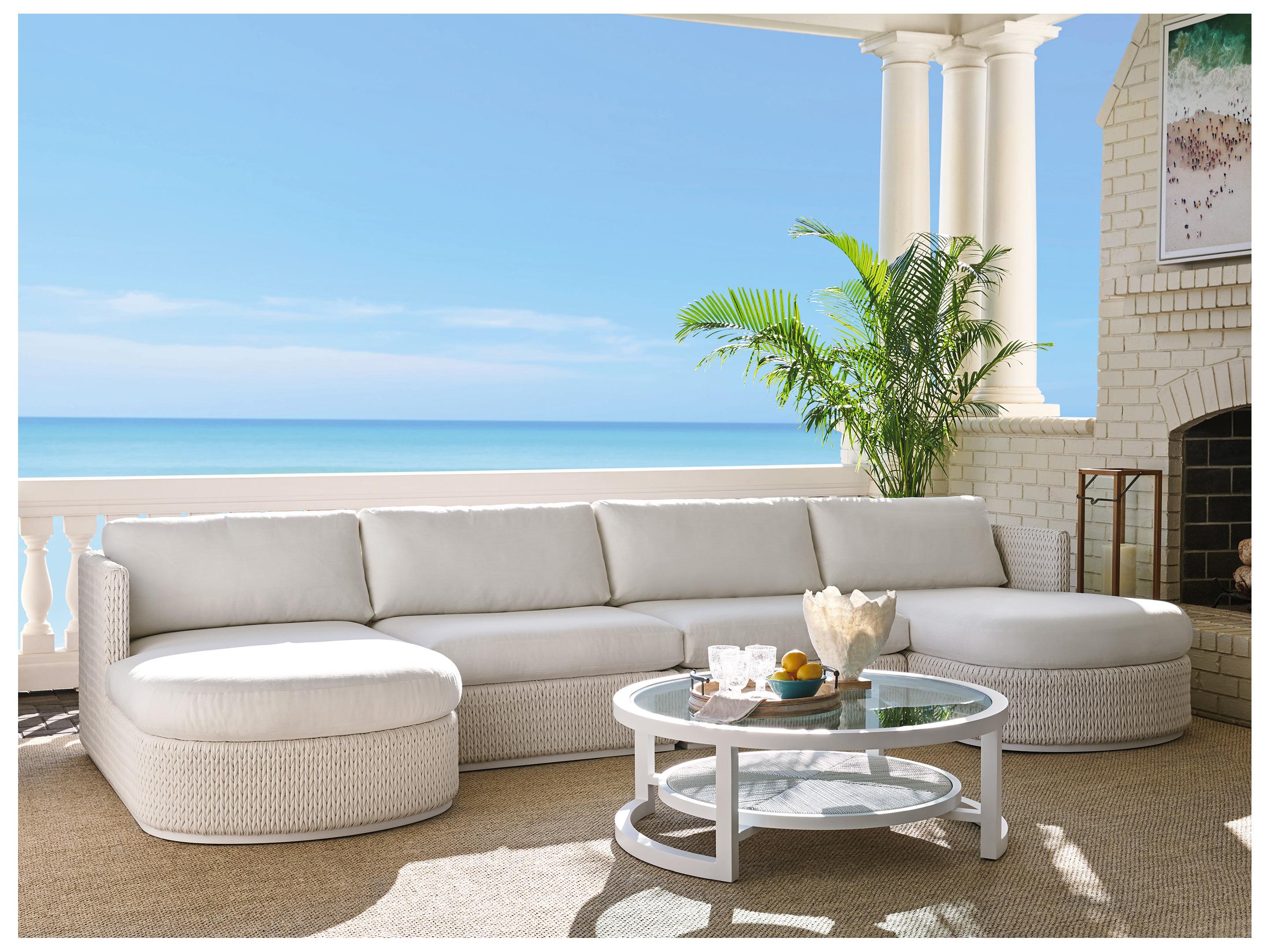 Tommy Bahama Outdoor Ocean Breeze Promenade Aluminum Wicker Sectional Lounge Set