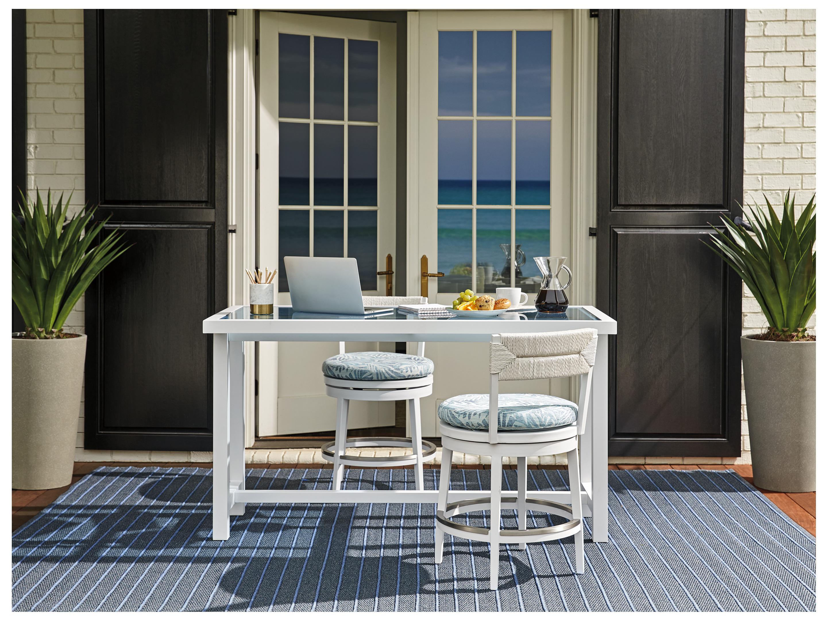 Tommy Bahama Outdoor Ocean Breeze Promenade Aluminum Rectangular Glass Top Bistro Table