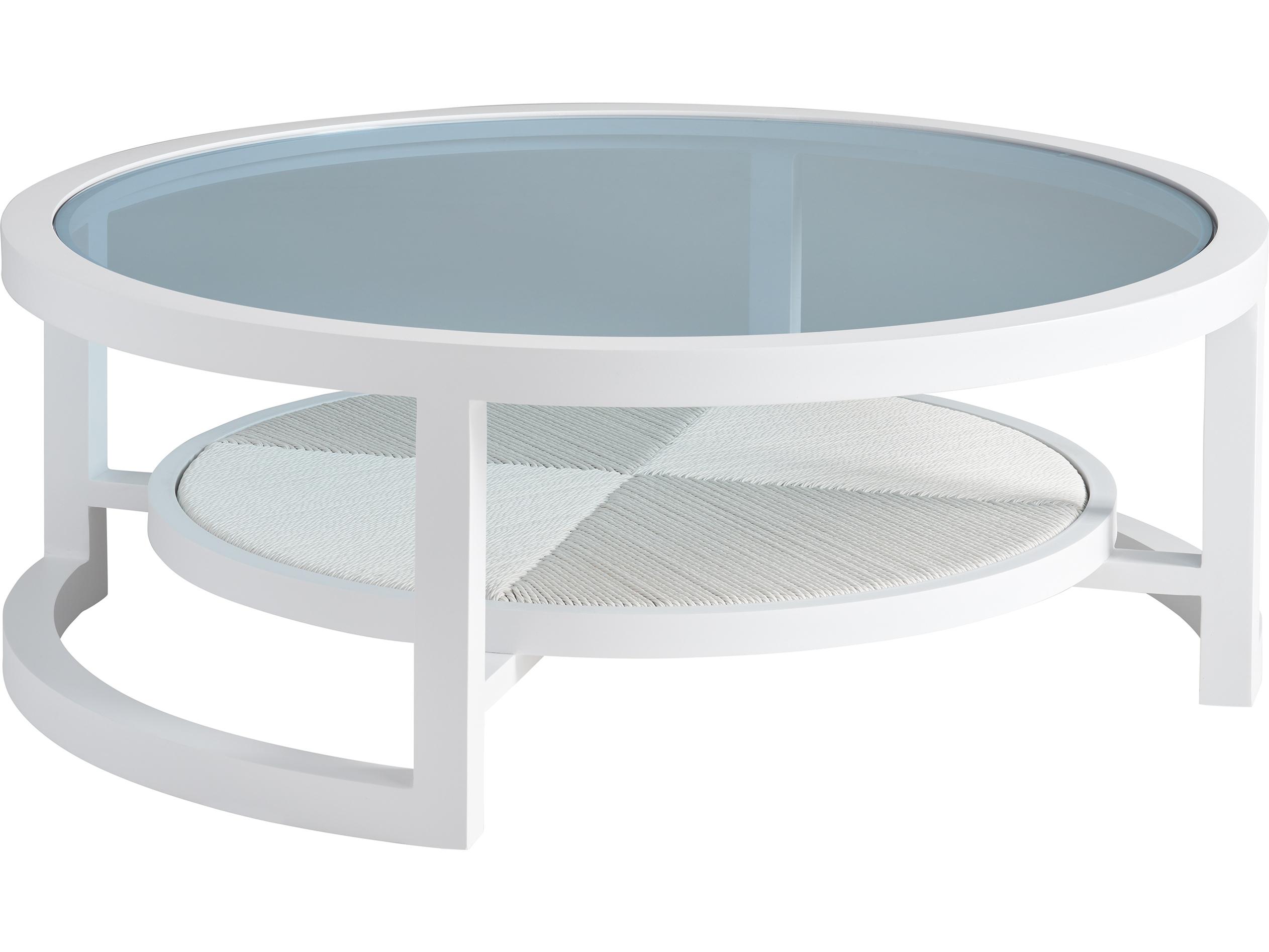 Tommy Bahama Outdoor Ocean Breeze Promenade Aluminum Round Glass Top Coffee Table