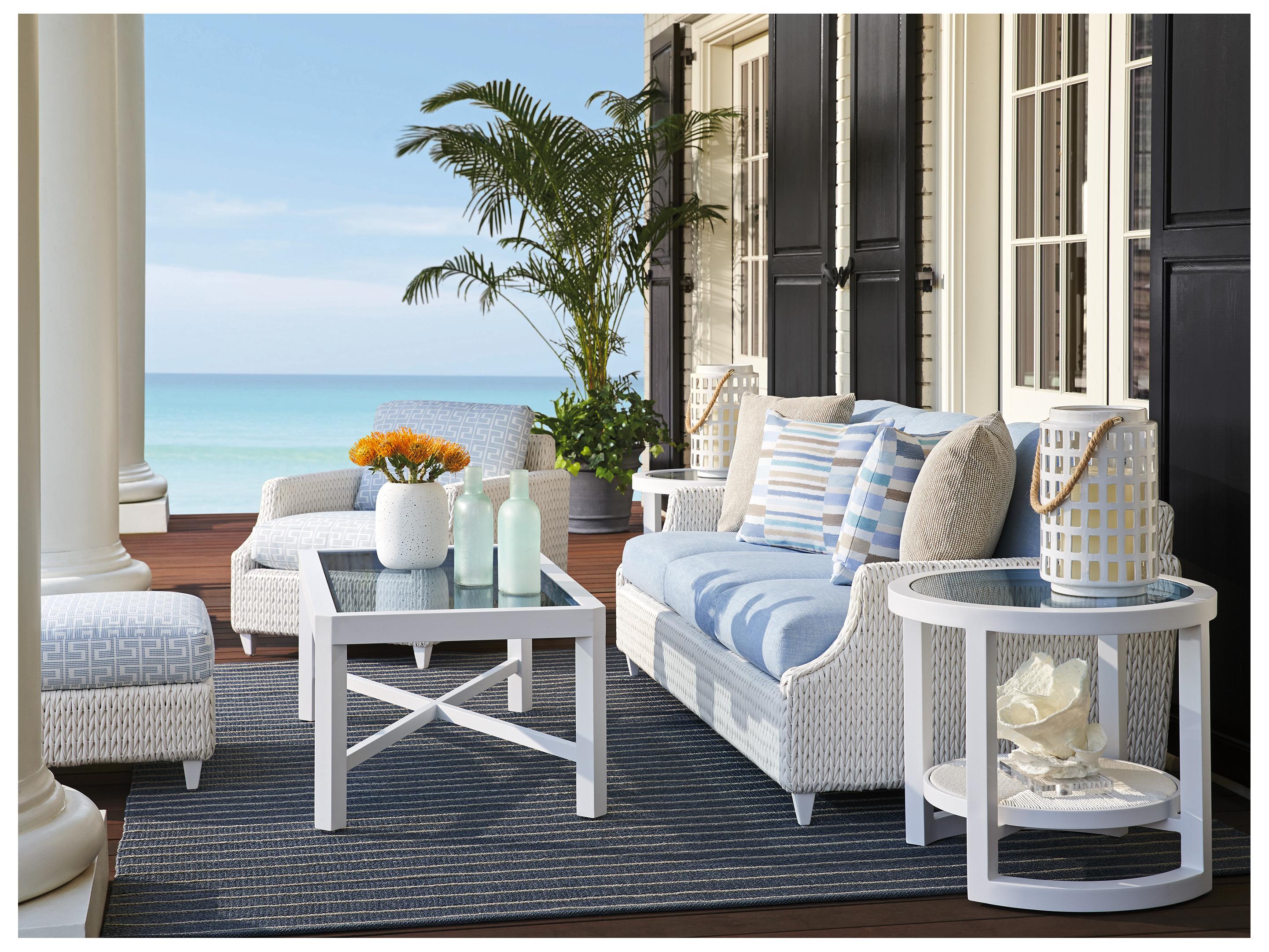 Tommy Bahama Outdoor Ocean Breeze Promenade Aluminum Rectangular Glass Top Coffee Table