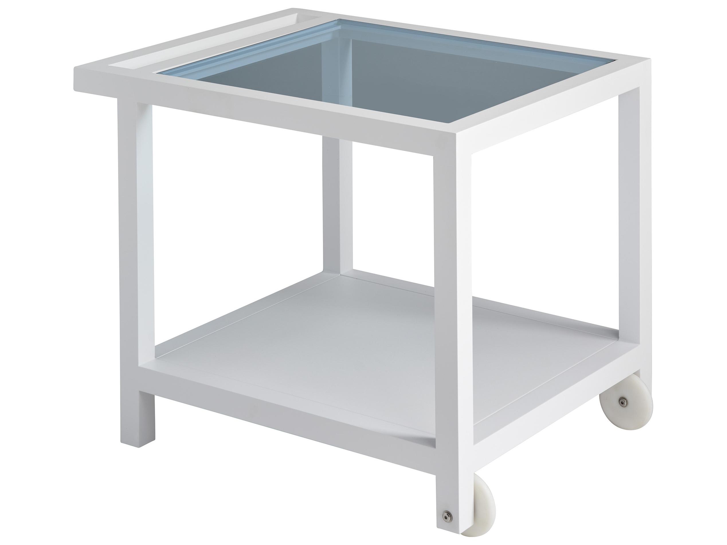 Tommy Bahama Outdoor Ocean Breeze Promenade Aluminum Rectangular Glass Top Serving End Table