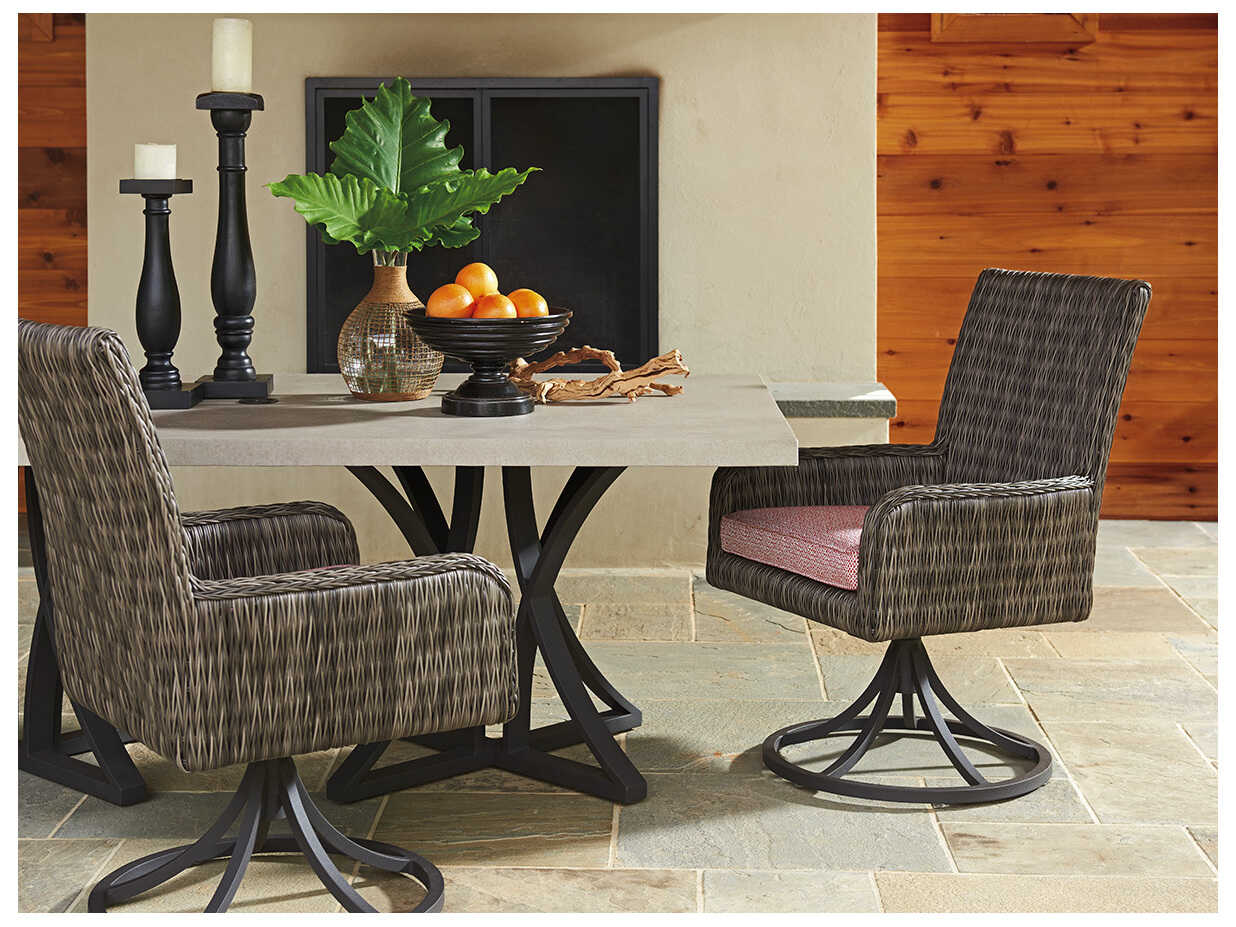 Tommy Bahama Outdoor Cypress Point Ocean Terrace Wicker Swivel Rocker Dining Arm Chair