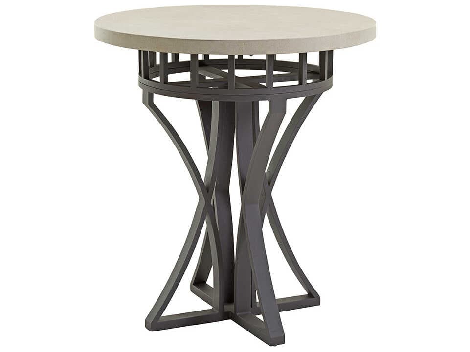 Tommy Bahama Outdoor Cypress Point Ocean Terrace Round Bar Counter Table with Weatherstone Top