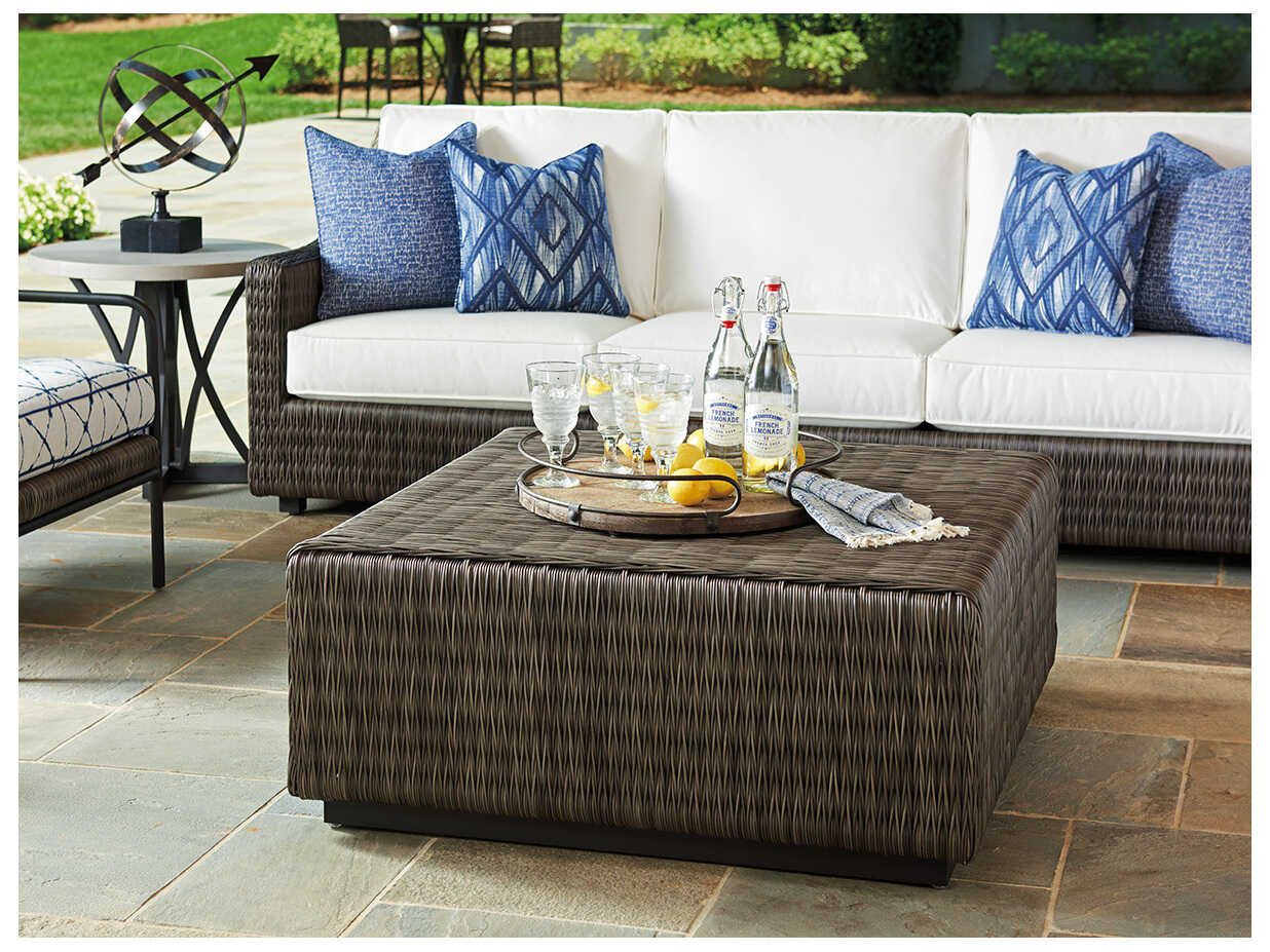 Tommy Bahama Outdoor Cypress Point Ocean Terrace Wicker Square Cocktail Table