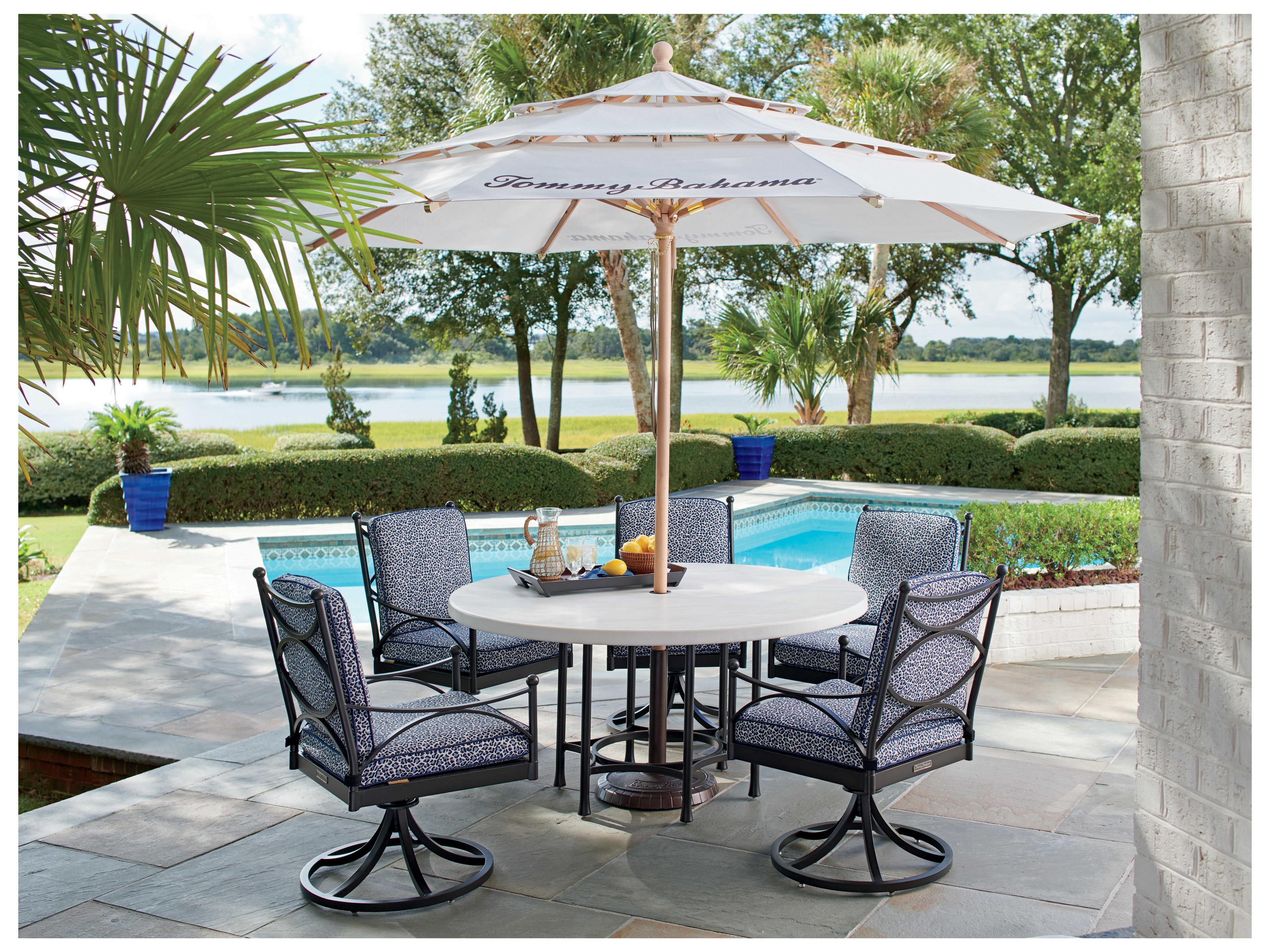 Tommy Bahama Outdoor Pavlova Aluminum Round Dining Table with Umbrella Hole