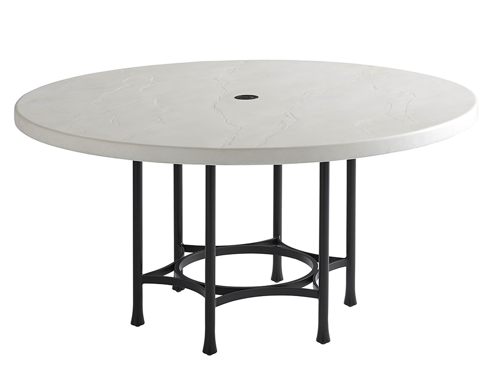 Tommy Bahama Outdoor Pavlova Limestone Round Dining Table with Umbrella Hole