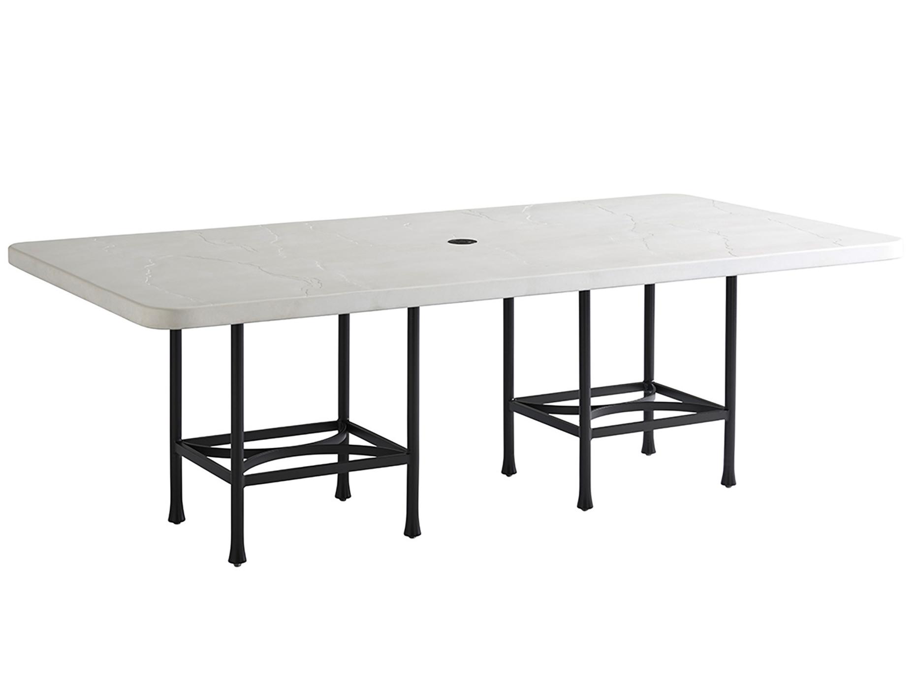 Tommy Bahama Outdoor Pavlova Limestone Rectangular Dining Table with Umbrella Hole