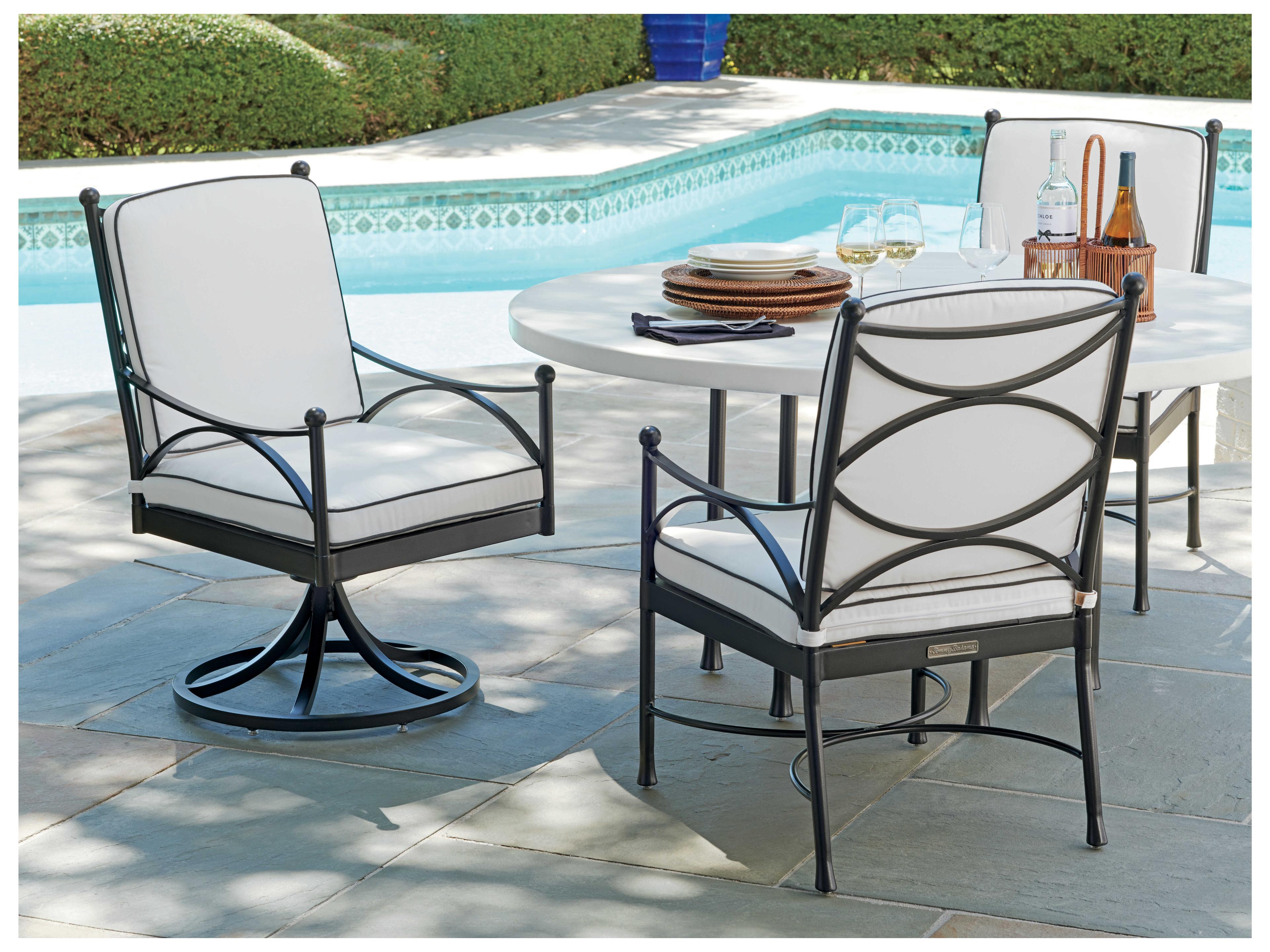 Tommy Bahama Outdoor Pavlova Aluminum Cushion Swivel Rocker Dining Arm Chair