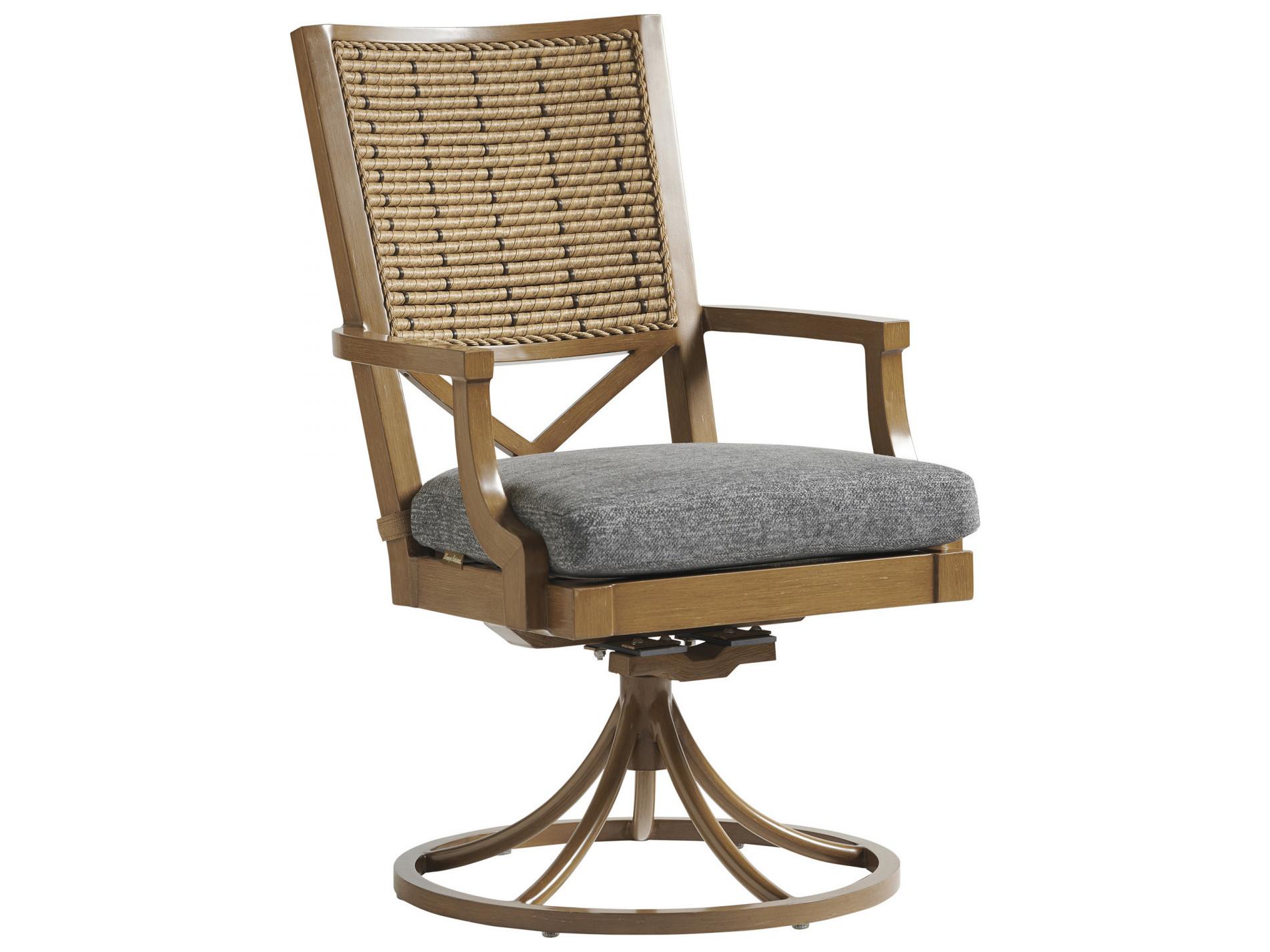 Tommy Bahama Outdoor Los Altos Valley View Aluminum Wicker Swivel Rocker Dining Arm Chair