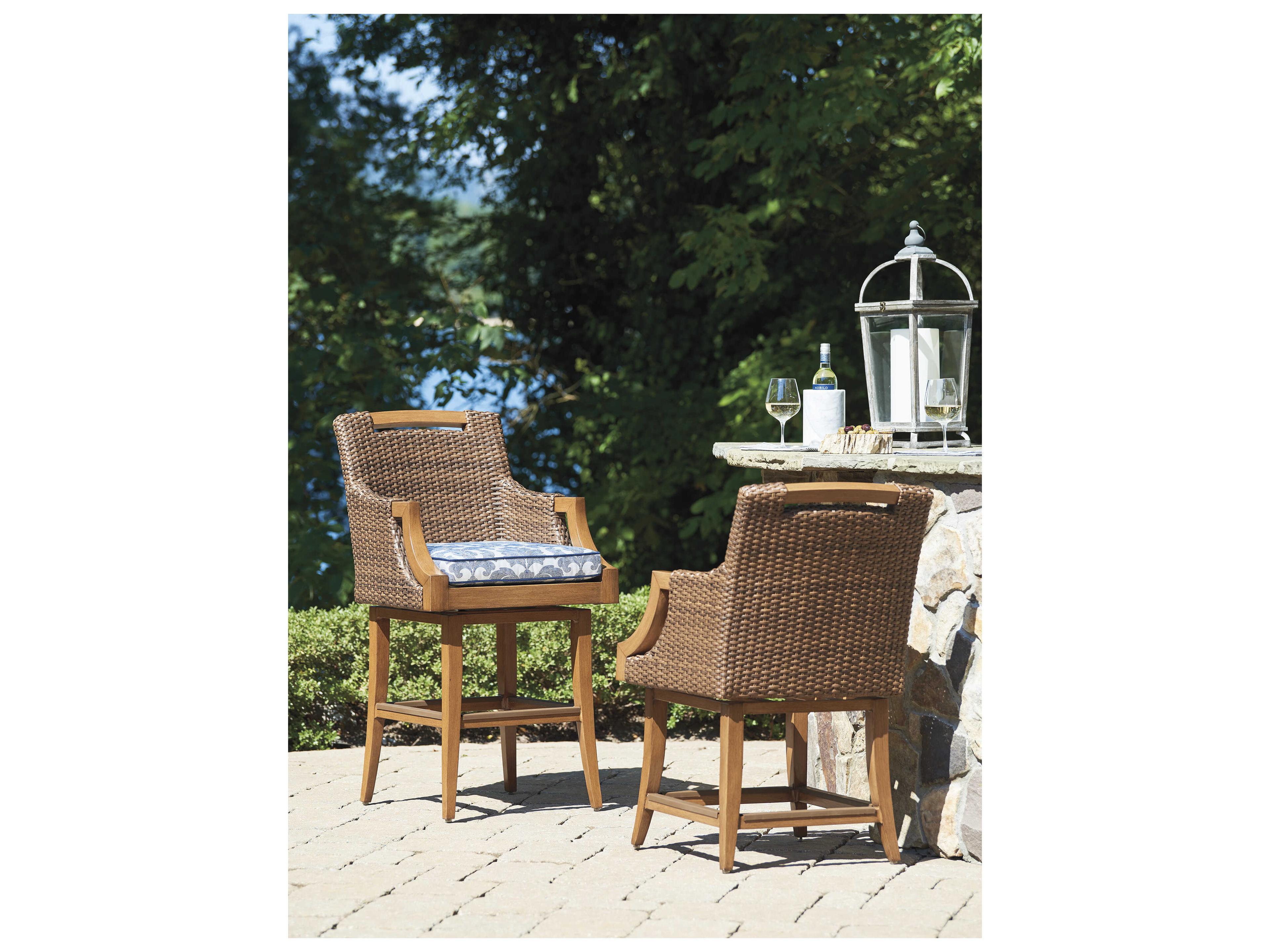 Tommy Bahama Outdoor Harbor Isle Wicker Swivel Bar Stool