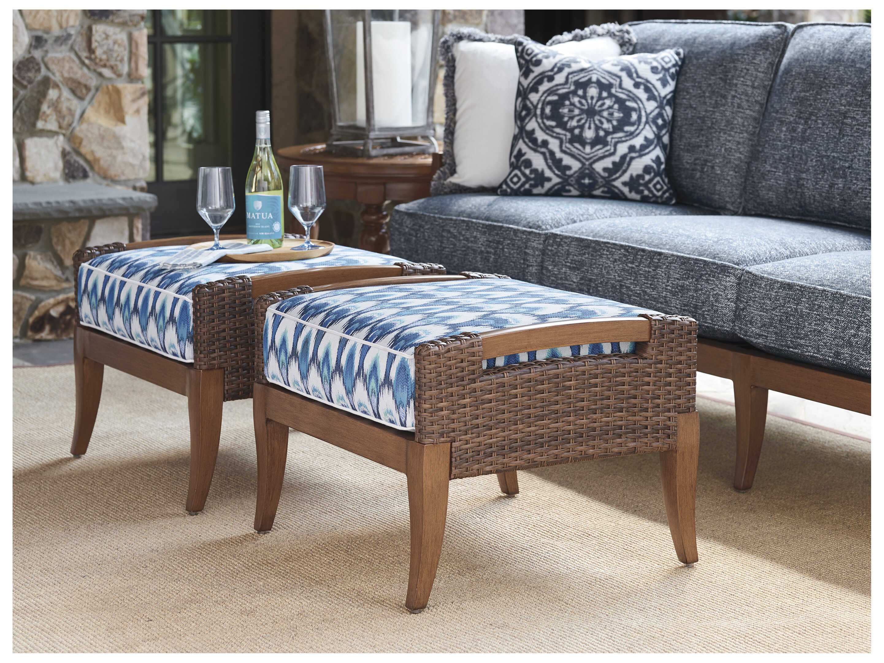 Tommy Bahama Outdoor Harbor Isle Wicker Ottoman