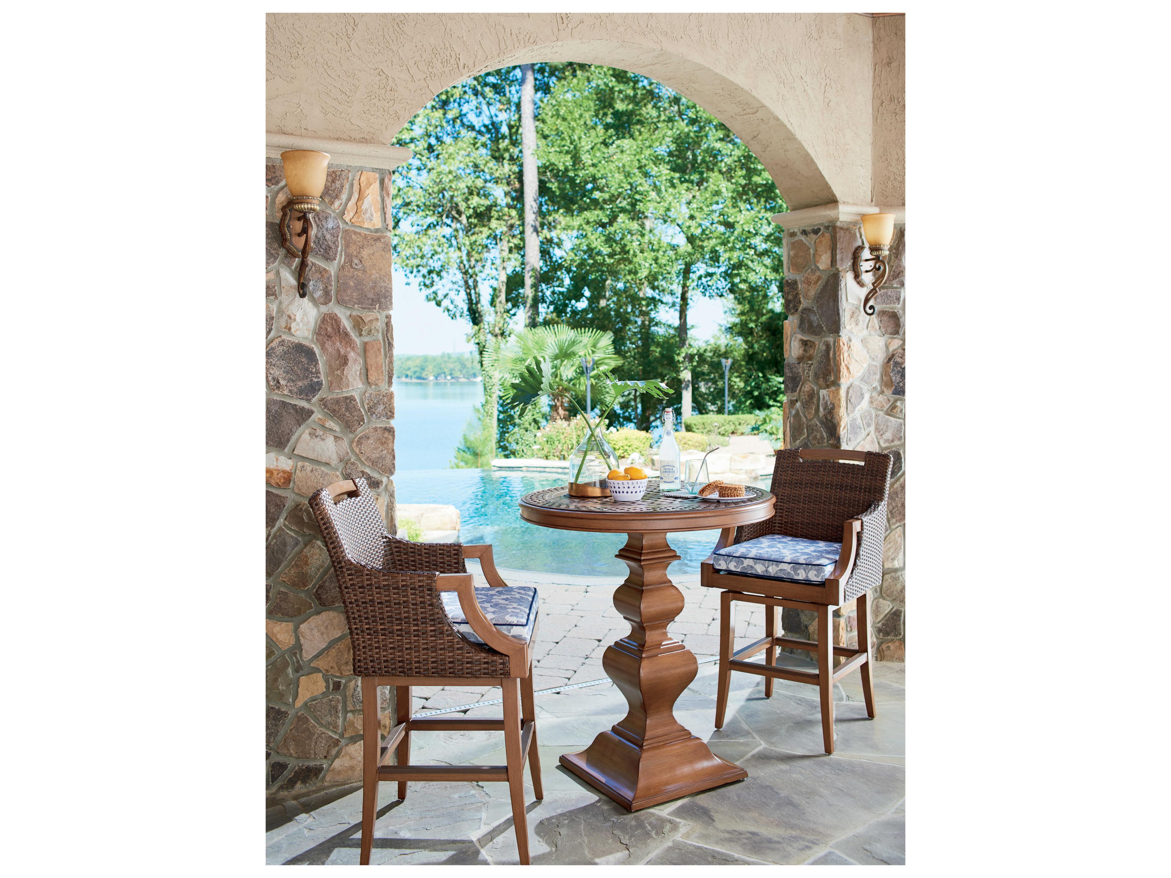 Tommy Bahama Outdoor Harbor Isle Aluminum Round Bar Counter Table