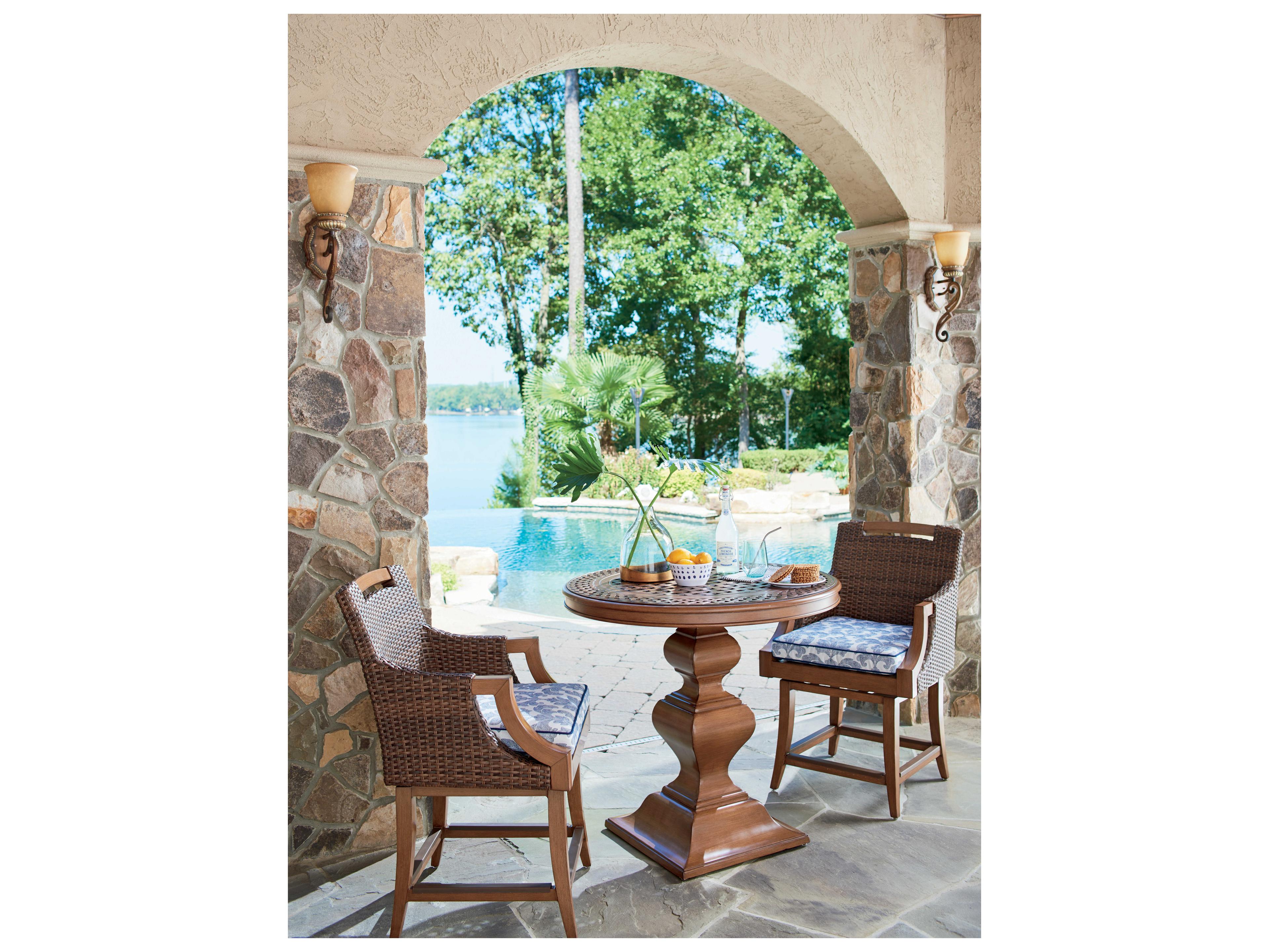 Tommy Bahama Outdoor Harbor Isle Aluminum Round Bar Counter Table